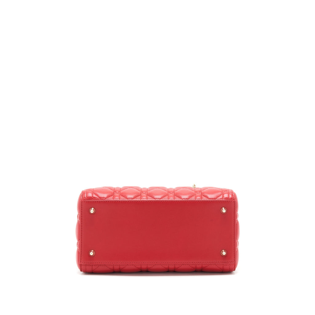 DIOR MEDIUM LADY DIOR LAMBSKIN RED GHW