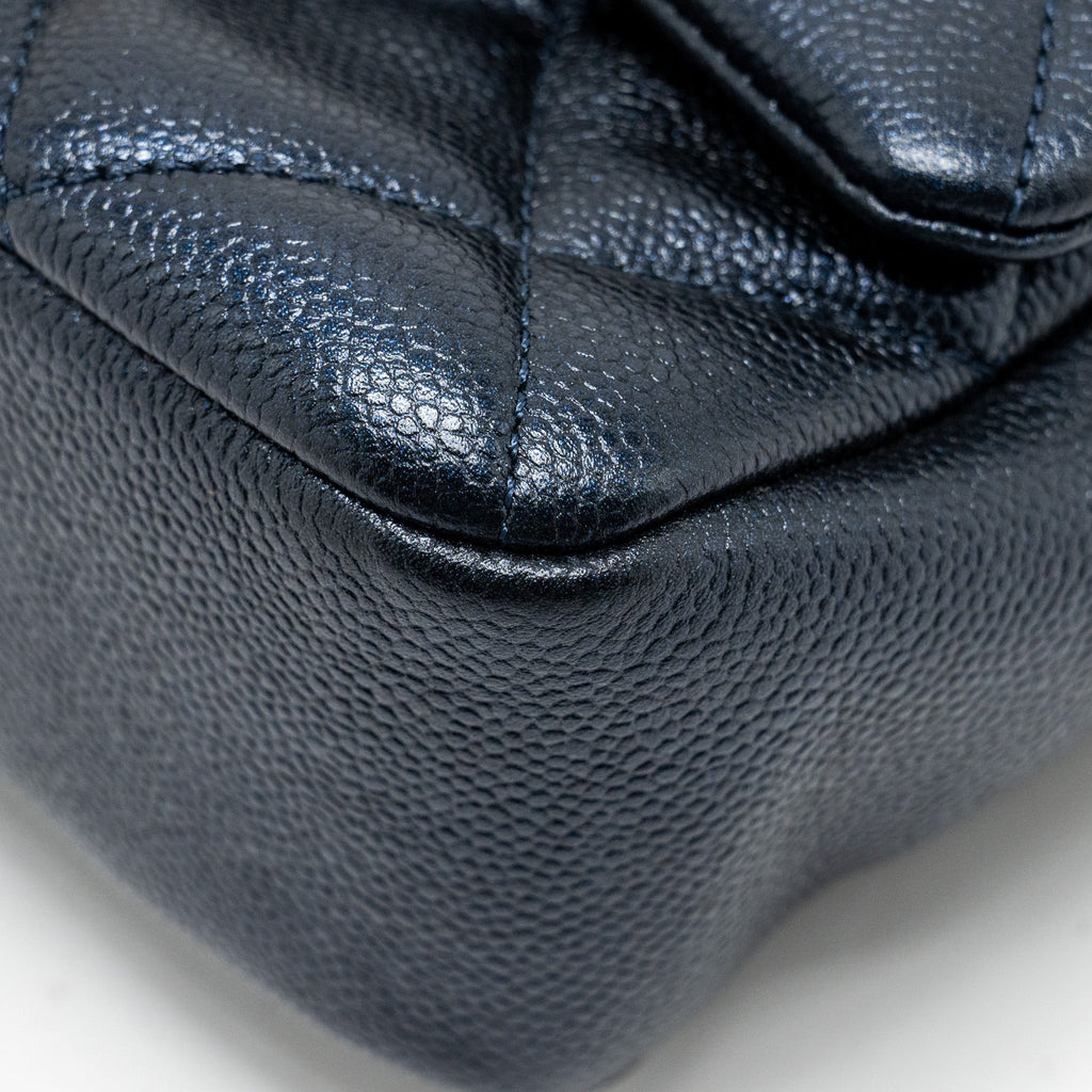 CHANEL 21K MY PERFECT MINI FLAP BAG CAVIAR IRIDESCENT BLACK GHW (MICROCHIP)