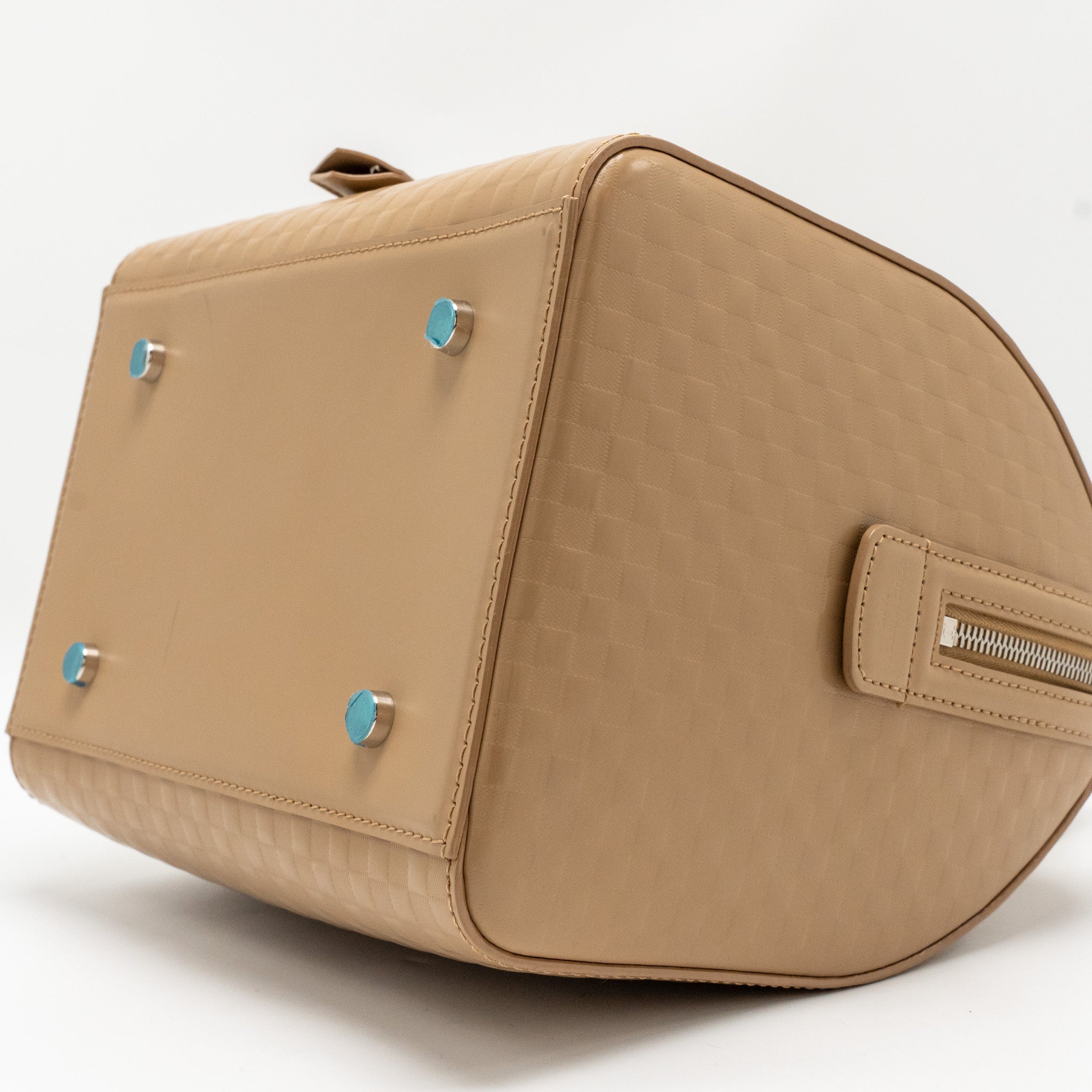 LOUIS VUITTON SPEEDY CUBE MM DAMIER FACETTE PATENT LEATHER BEIGE SHW