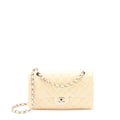 CHANEL PATENT LEATHER MEDIUM CLASSIC DOUBLE FLAP BAG BEIGE SHW