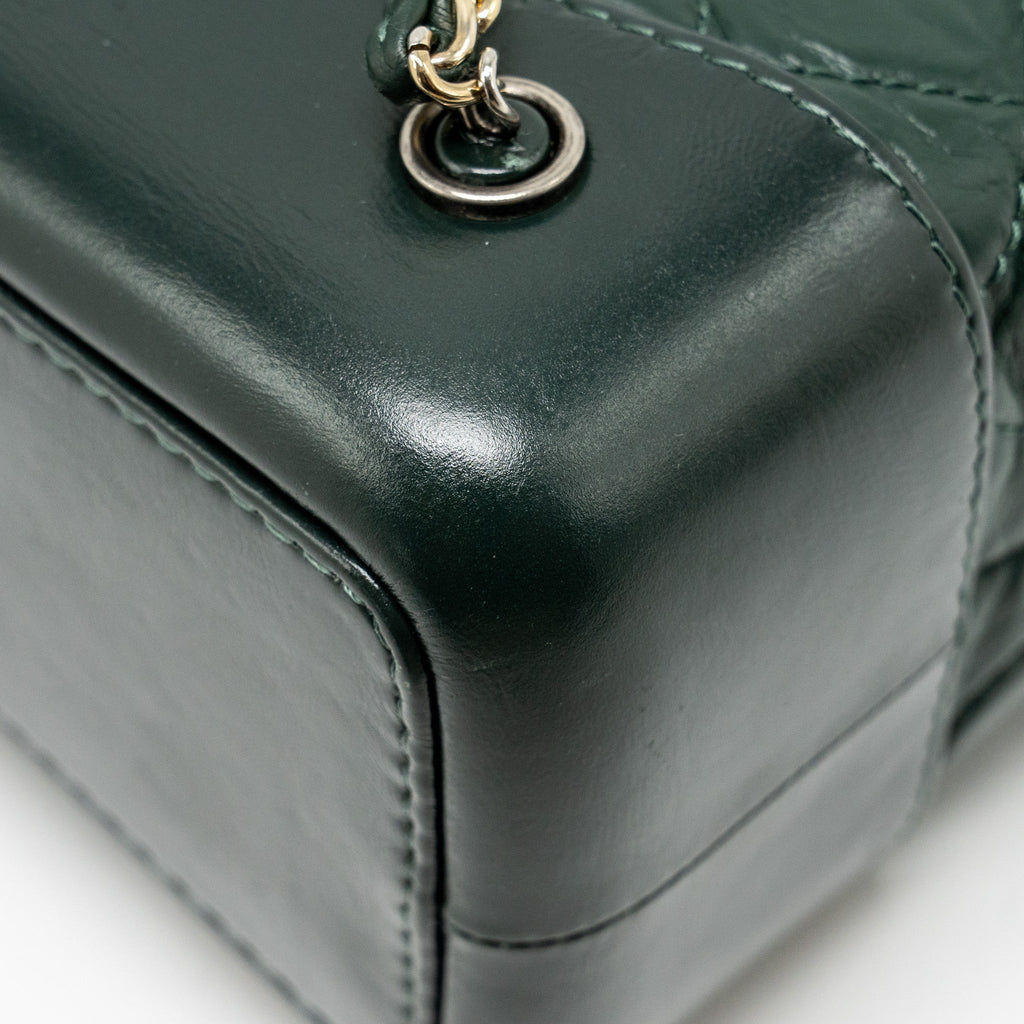CHANEL SMALL GABRIELLE BACKPACK AGED CALFSKIN DARK GREEN MULTICOLOR HARDWARE