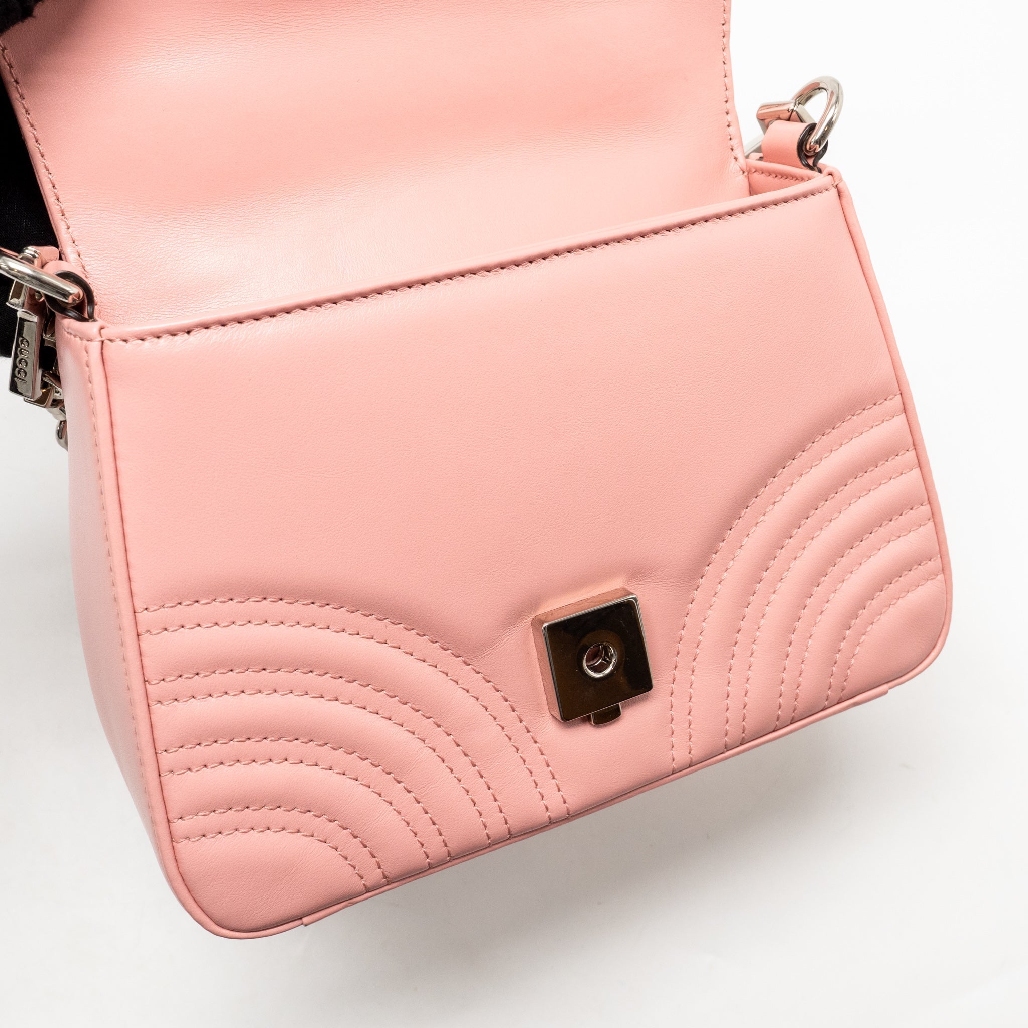 GUCCI GG MARMONT MINI TOP HANDLE BAG CALFSKIN PINK SHW