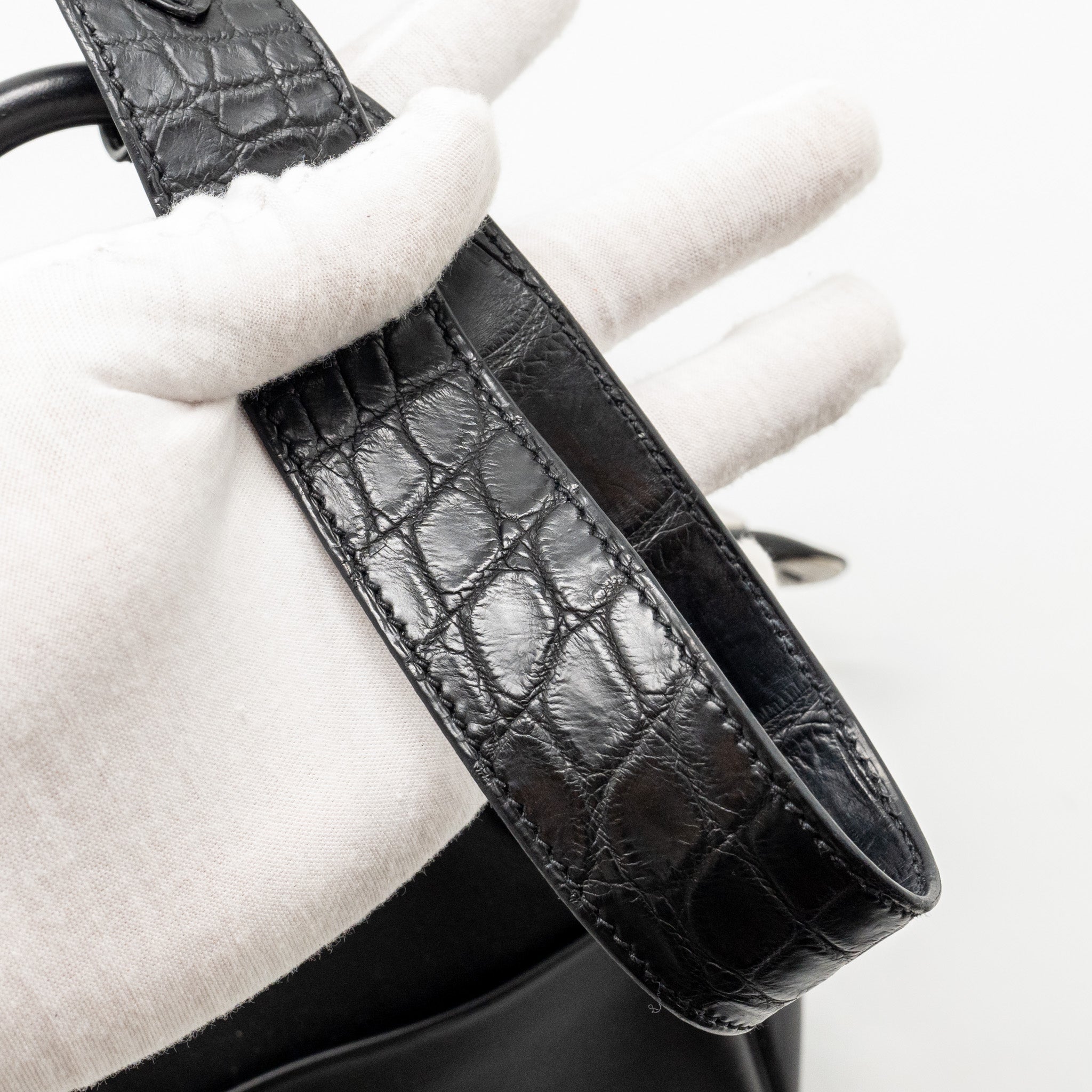 HERMES TOUCH LINDY 30 SWIFT/ALLIGATOR MISSISSIPPIENSIS BLACK SHW
