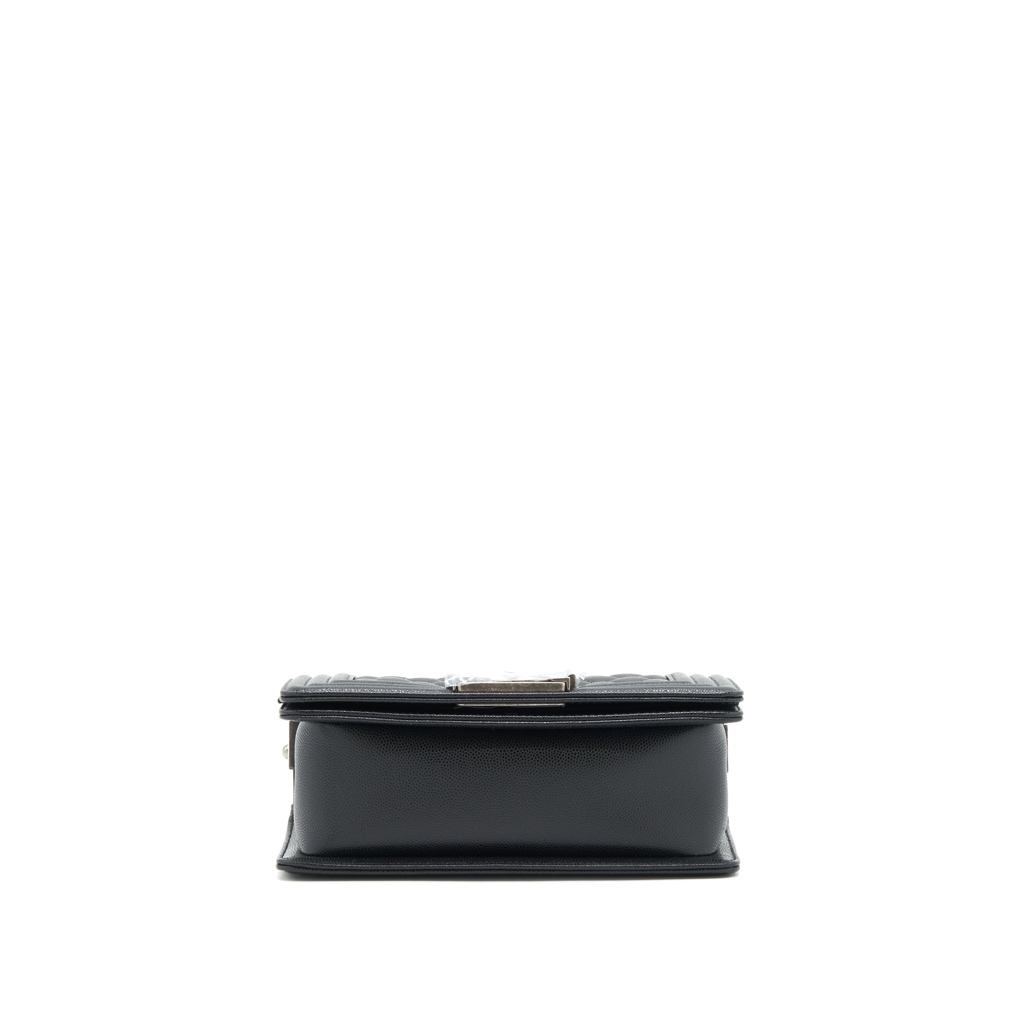 CHANEL SMALL BOY BAG CAVIAR BLACK RUTHENIUM HARDWARE (MICROCHIP)