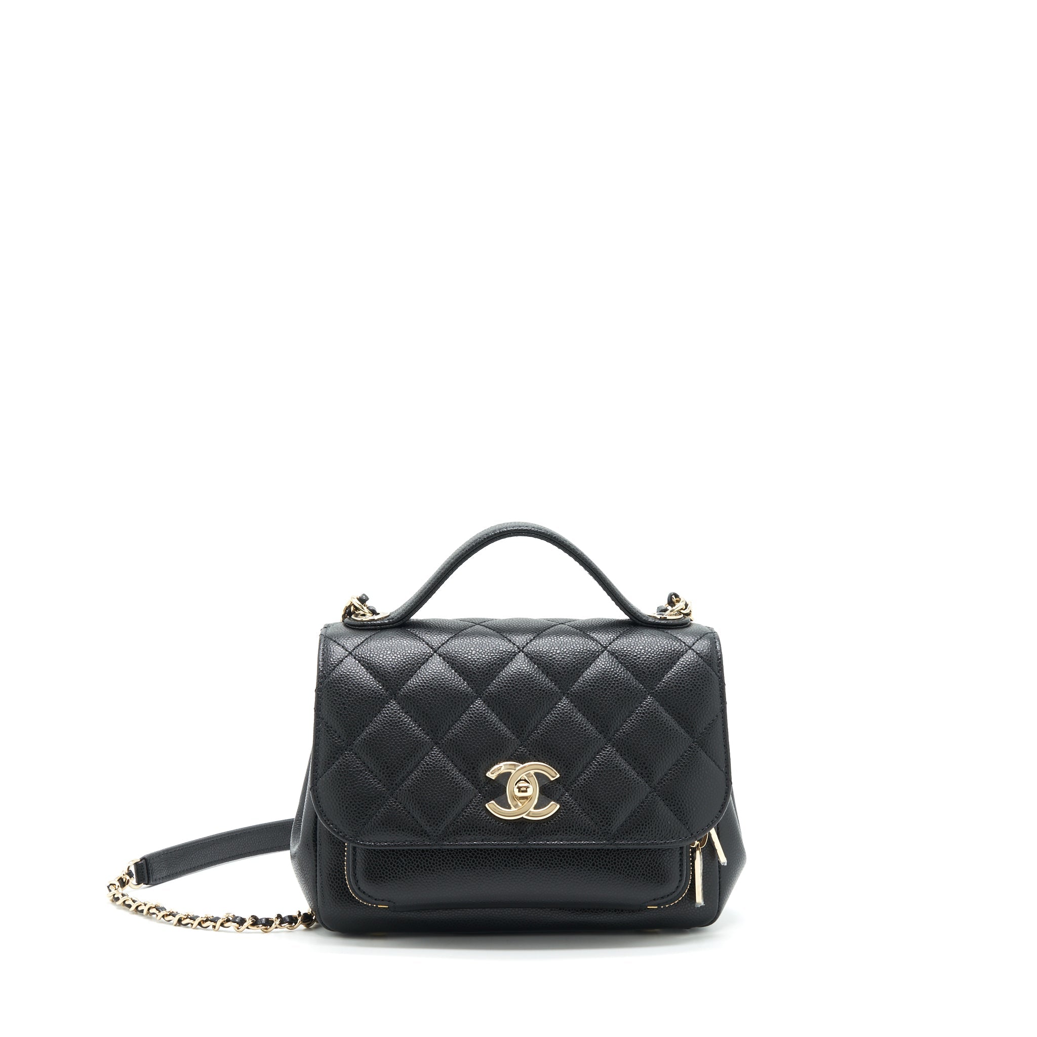 CHANEL 22P SMALL BUSINESS AFFINITY GRAINED CALFSKIN BLACK LGHW (MICROCHIP)