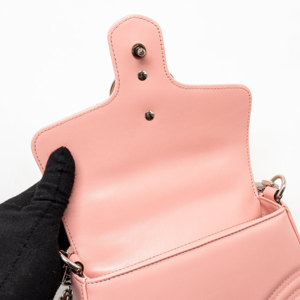 GUCCI GG MARMONT MINI TOP HANDLE BAG CALFSKIN PINK SHW