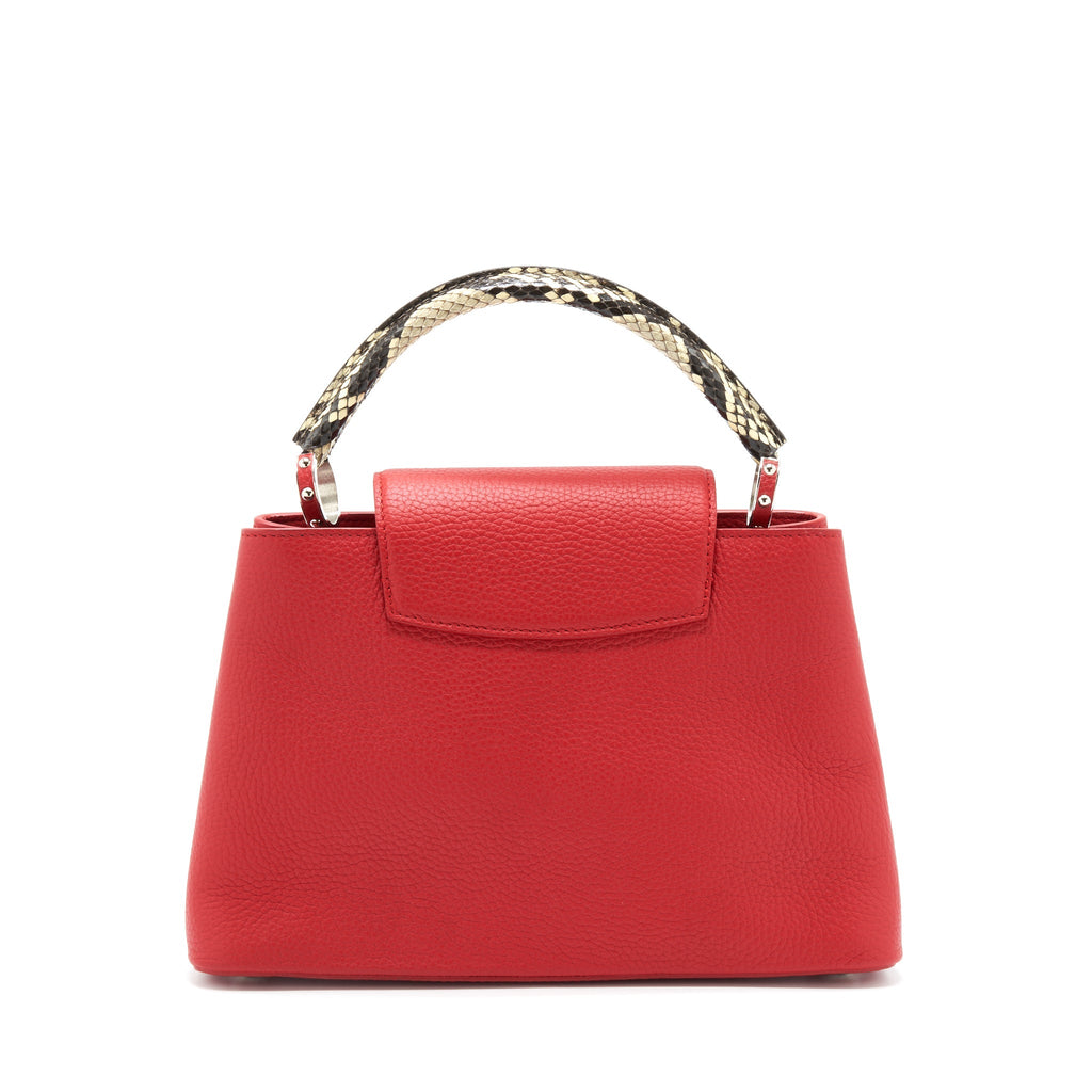 LOUIS VUITTON CAPUCINES PM CALFSKIN RED WITH PYTHON HANDLE RUBIS SHW
