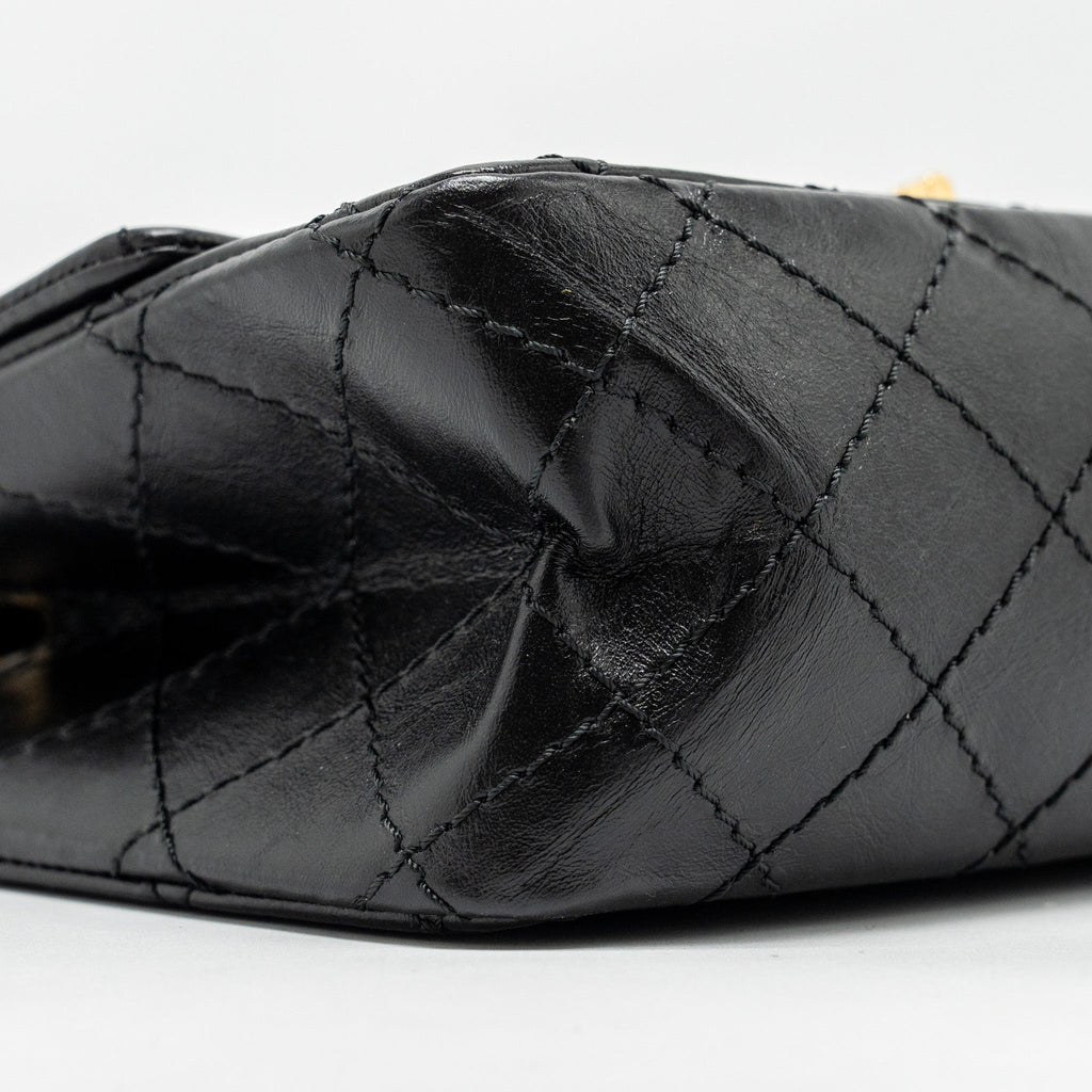 CHANEL MINI 2.55 REISSUE AGED CALFSKIN BLACK GHW
