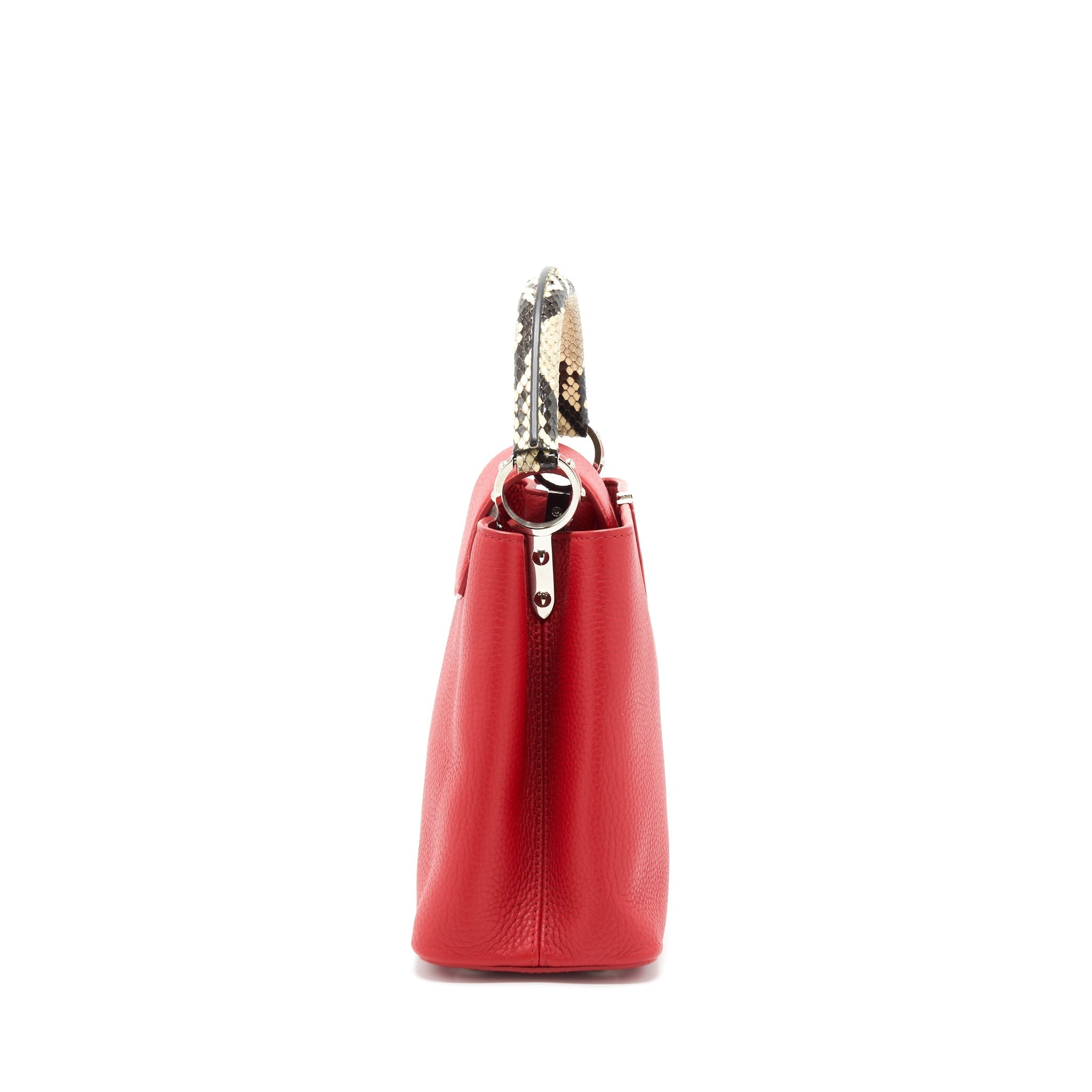LOUIS VUITTON CAPUCINES PM CALFSKIN RED WITH PYTHON HANDLE RUBIS SHW