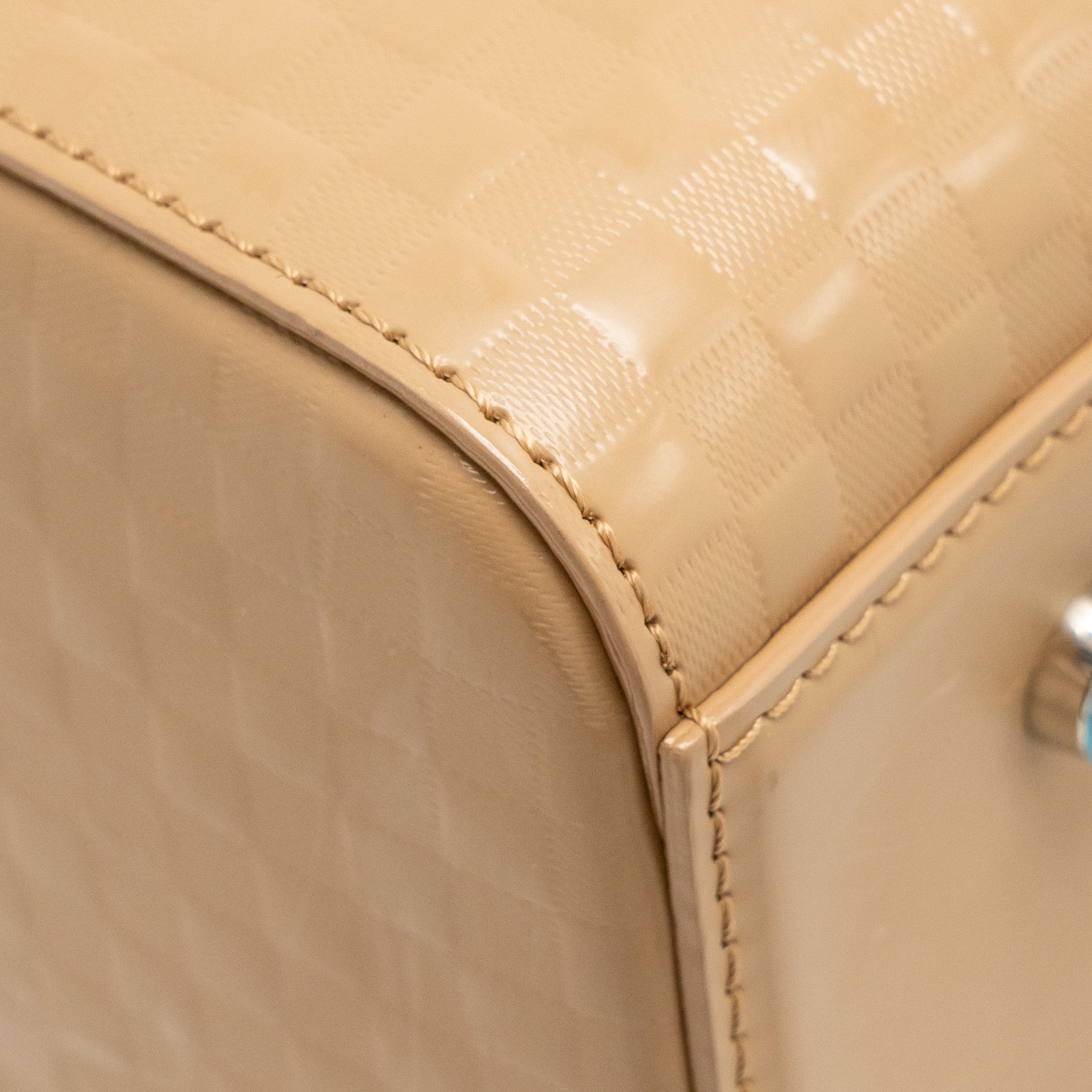 LOUIS VUITTON SPEEDY CUBE MM DAMIER FACETTE PATENT LEATHER BEIGE SHW