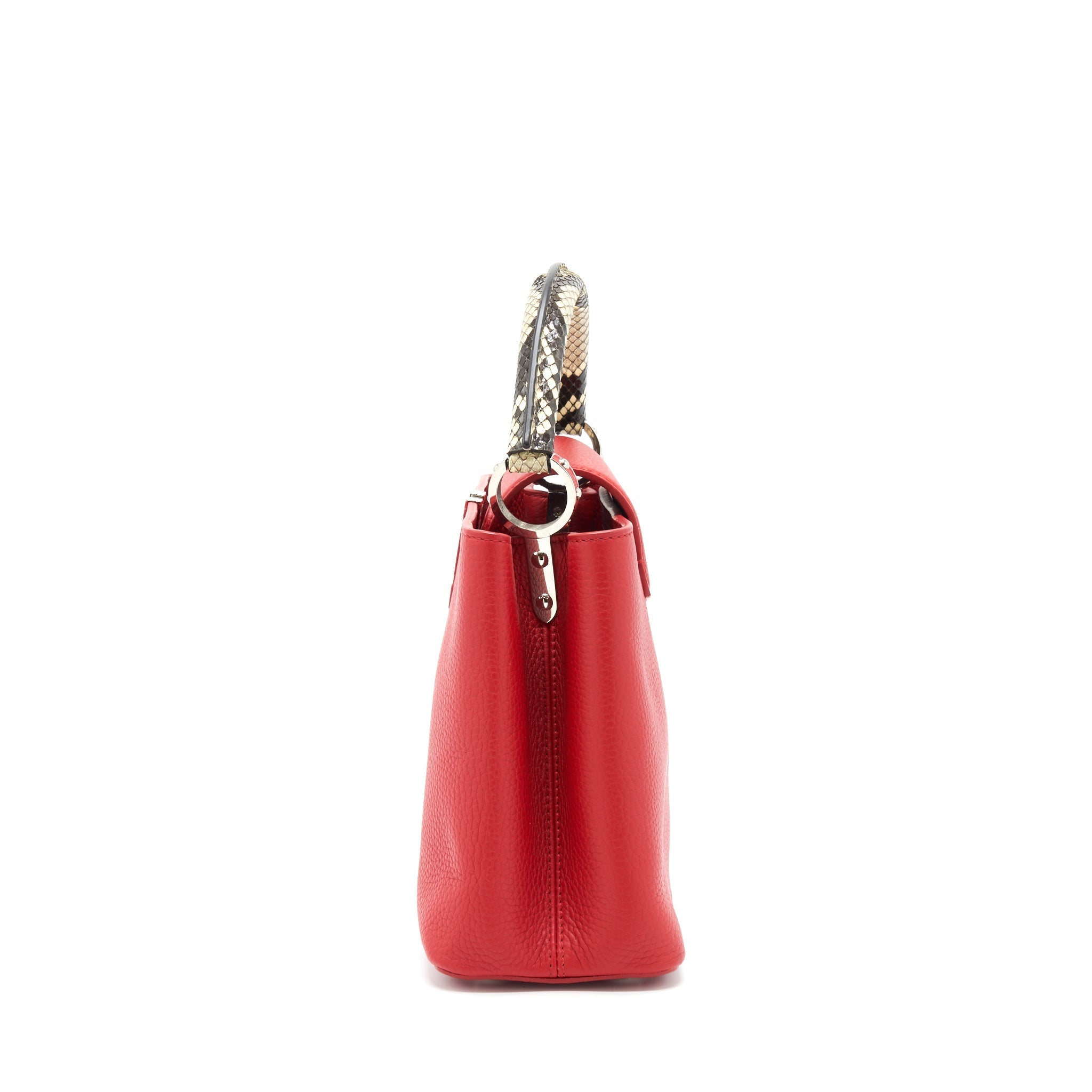 LOUIS VUITTON CAPUCINES PM CALFSKIN RED WITH PYTHON HANDLE RUBIS SHW