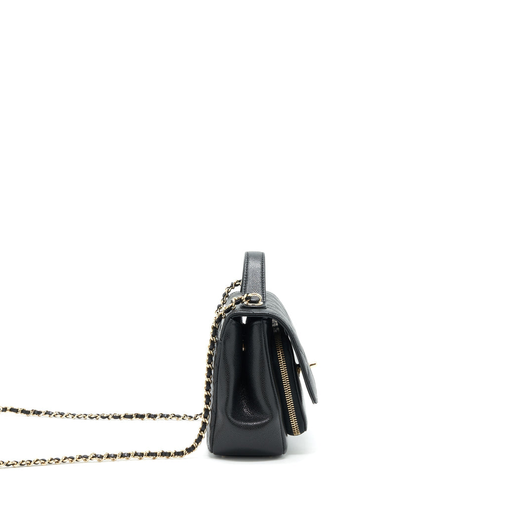 CHANEL 22P SMALL BUSINESS AFFINITY GRAINED CALFSKIN BLACK LGHW (MICROCHIP)
