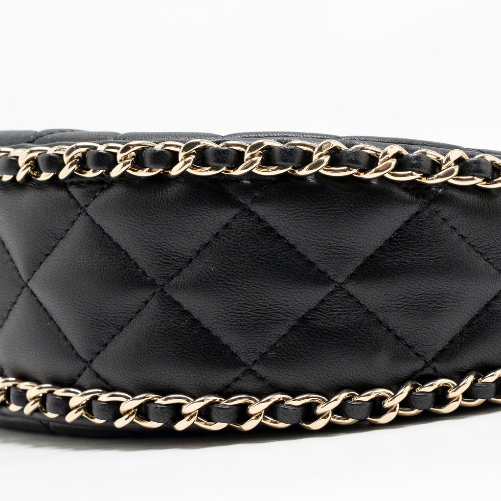 CHANEL SMALL HALF MOON HOBO BAG LAMBSKIN BLACK LGHW (MICROCHIP)