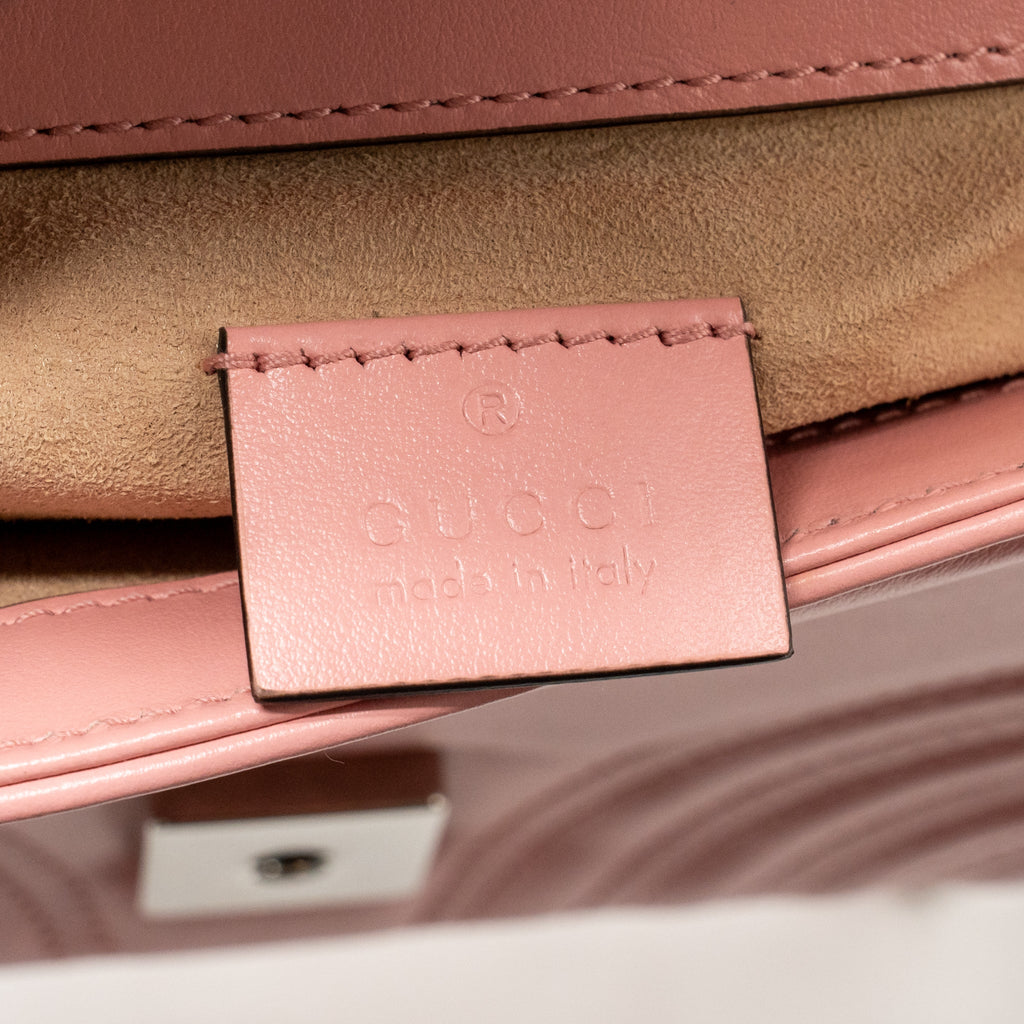 GUCCI GG MARMONT MINI TOP HANDLE BAG CALFSKIN PINK SHW