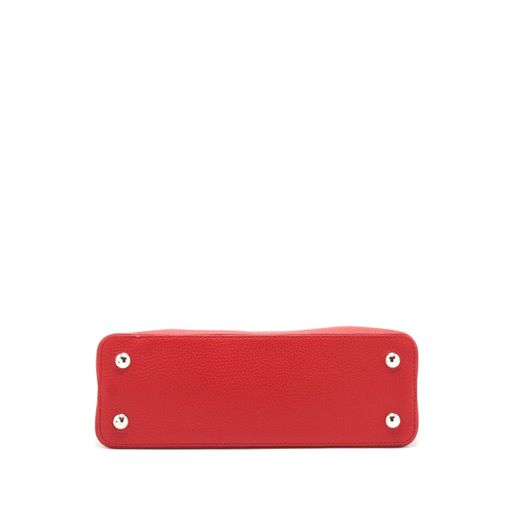 LOUIS VUITTON CAPUCINES PM CALFSKIN RED WITH PYTHON HANDLE RUBIS SHW
