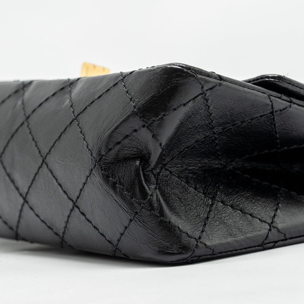 CHANEL MINI 2.55 REISSUE AGED CALFSKIN BLACK GHW