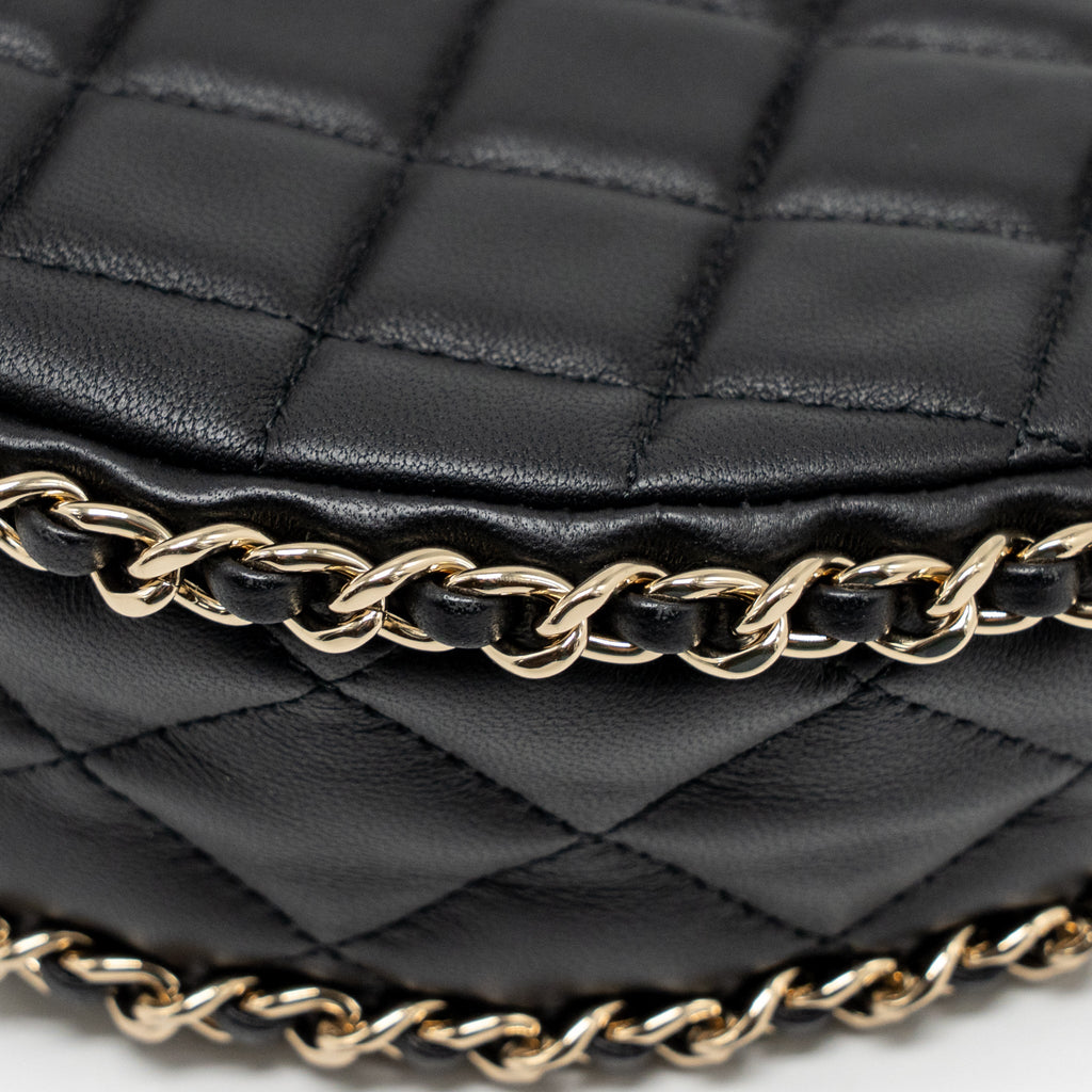 CHANEL SMALL HALF MOON HOBO BAG LAMBSKIN BLACK LGHW (MICROCHIP)
