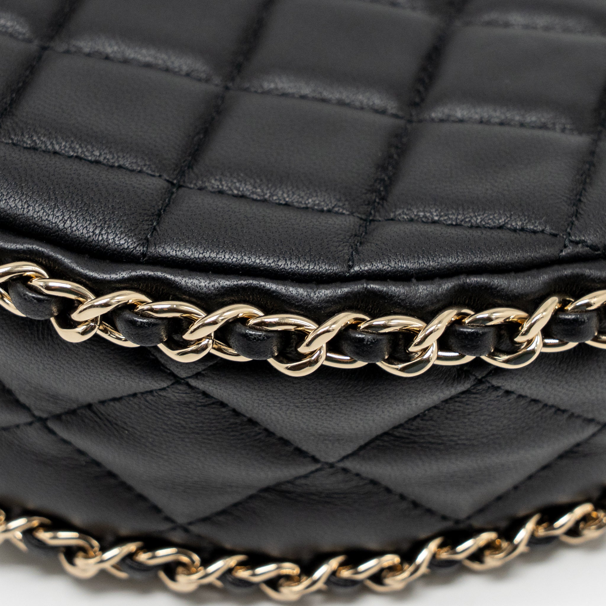 CHANEL SMALL HALF MOON HOBO BAG LAMBSKIN BLACK LGHW (MICROCHIP)