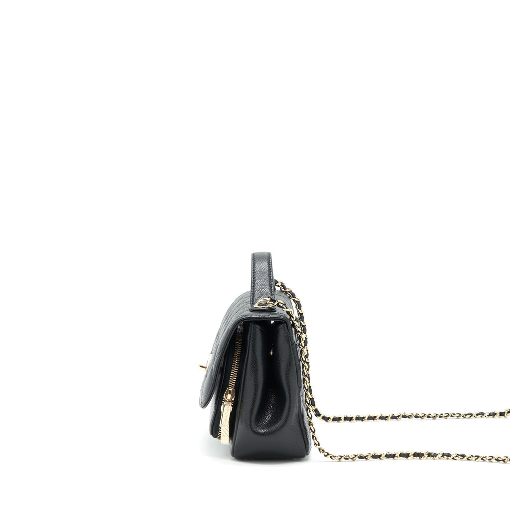 CHANEL 22P SMALL BUSINESS AFFINITY GRAINED CALFSKIN BLACK LGHW (MICROCHIP)