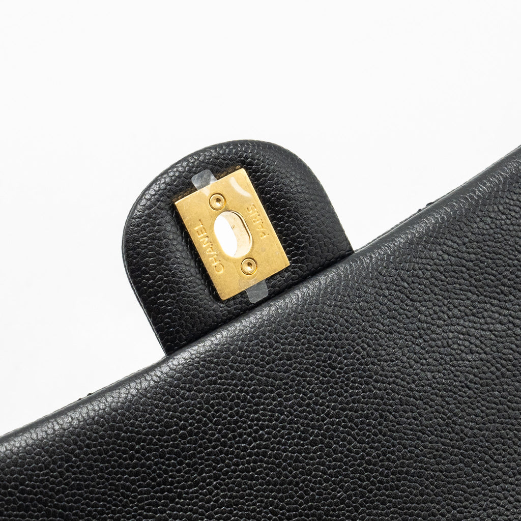 CHANEL COCO LOVE FLAP BAG ADJUSTABLE CHAIN CAVIAR BLACK GHW (MICROCHIP)