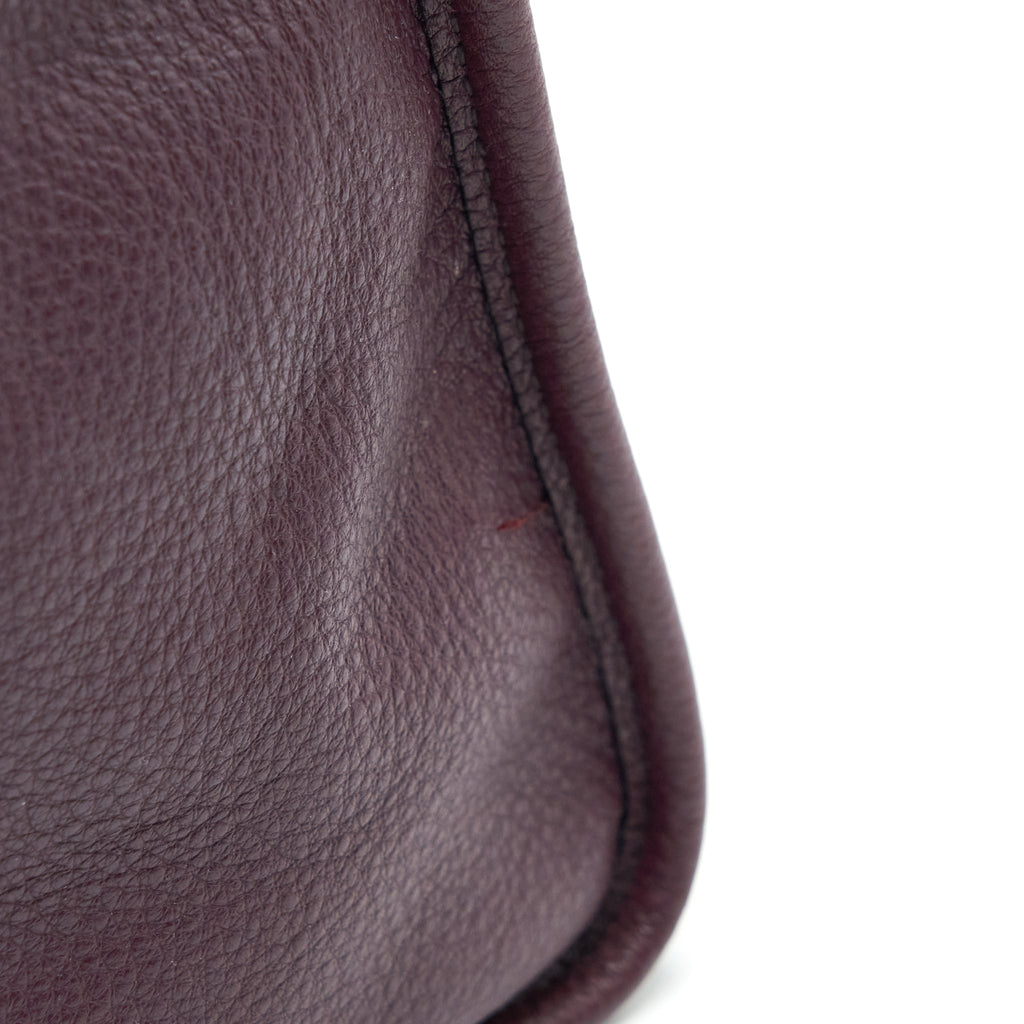 PRADA VITELLO PHENIX BAULETTO TOTE BAG GRAINED CALFSKIN BURGUNDY SHW