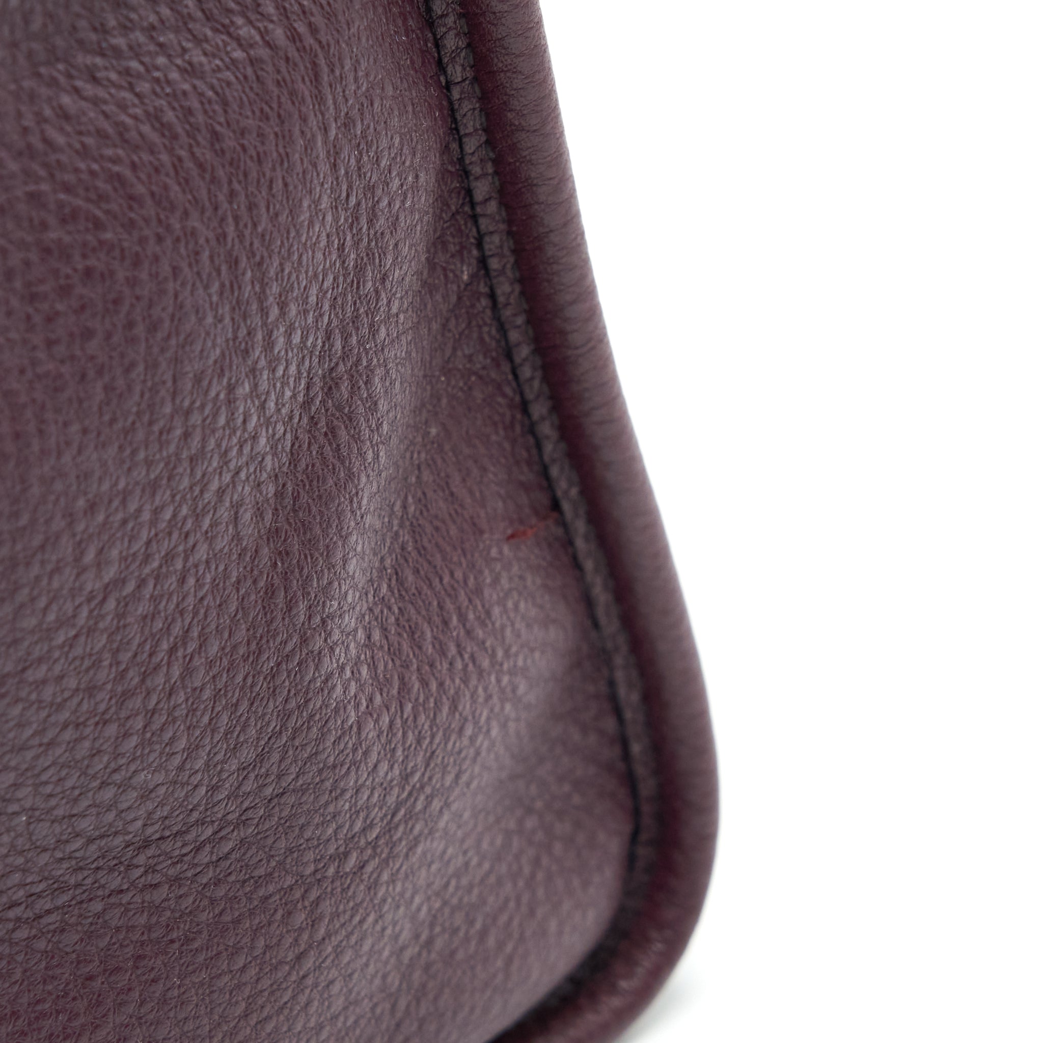 PRADA VITELLO PHENIX BAULETTO TOTE BAG GRAINED CALFSKIN BURGUNDY SHW