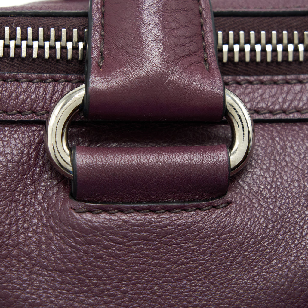 PRADA VITELLO PHENIX BAULETTO TOTE BAG GRAINED CALFSKIN BURGUNDY SHW