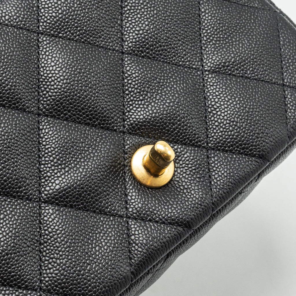 CHANEL COCO LOVE FLAP BAG ADJUSTABLE CHAIN CAVIAR BLACK GHW (MICROCHIP)