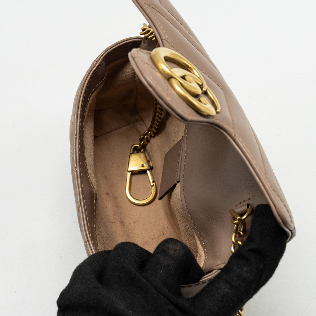 GUCCI GG MARMONT SUPER MINI BAG CALFSKIN BEIGE GHW