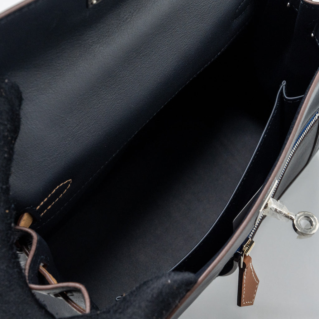 HERMES KELLY COLORMATIC SWIFT BLUE NUIT/CHAI/ETOUPE/GOLD/BLACK SHW