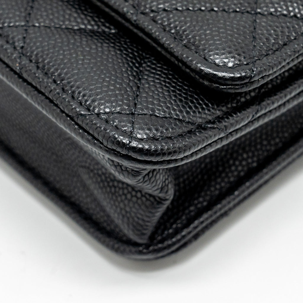 CHANEL COCO CASINO WALLET ON CHAIN CAVIAR BLACK GHW (MICROCHIP)