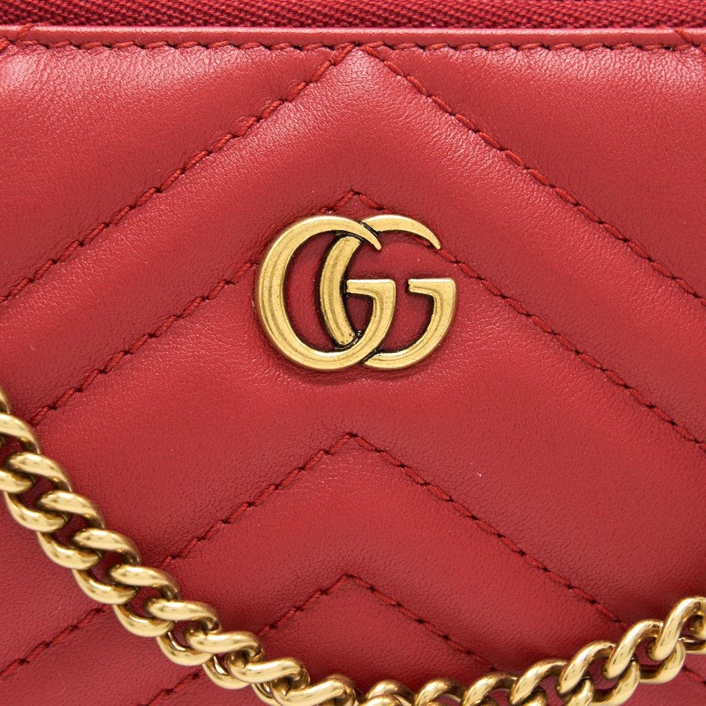 GUCCI MARMONT MINI POUCH WITH CHAIN RED GHW