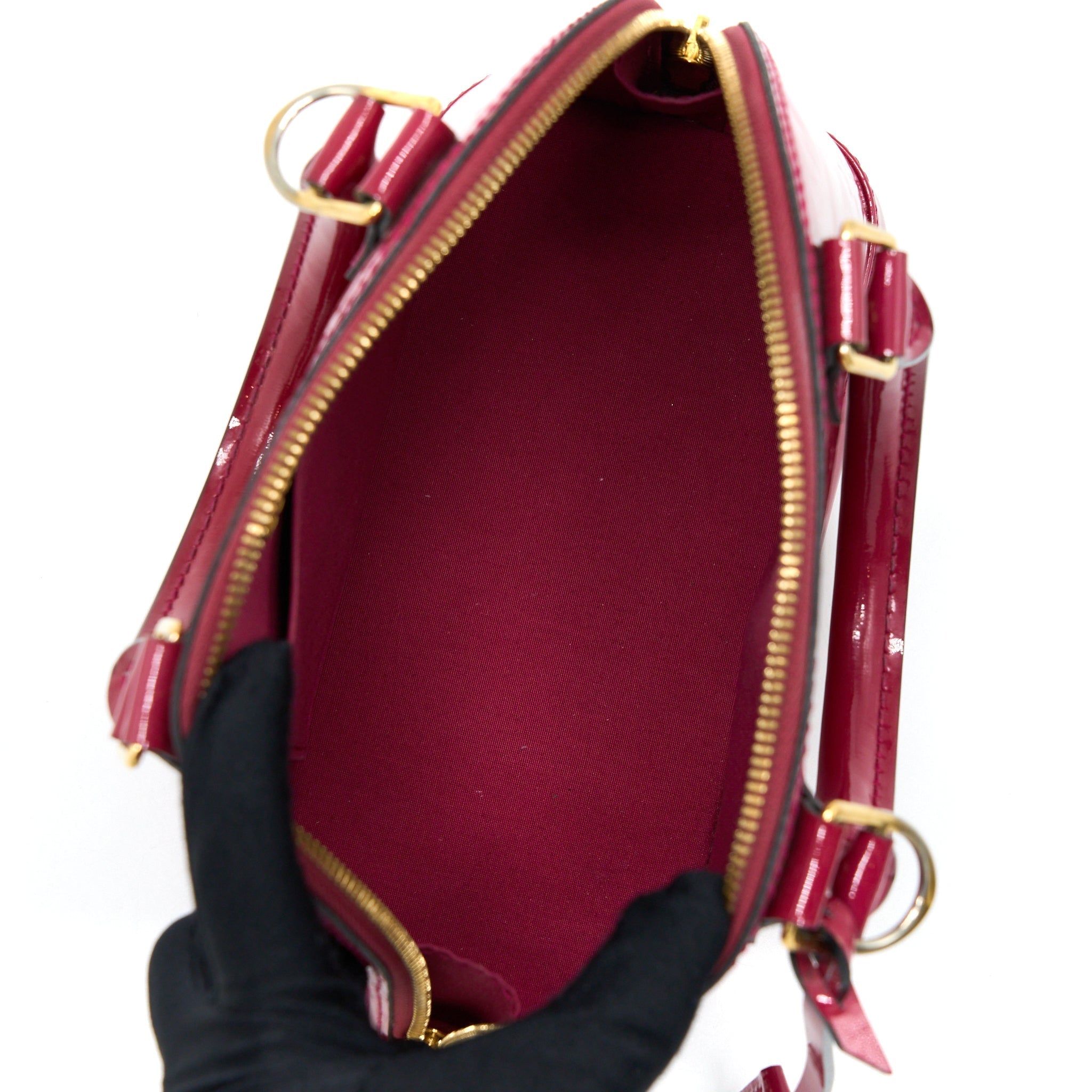 LOUIS VUITTON ALMA BB PATENT DARK PINK GHW