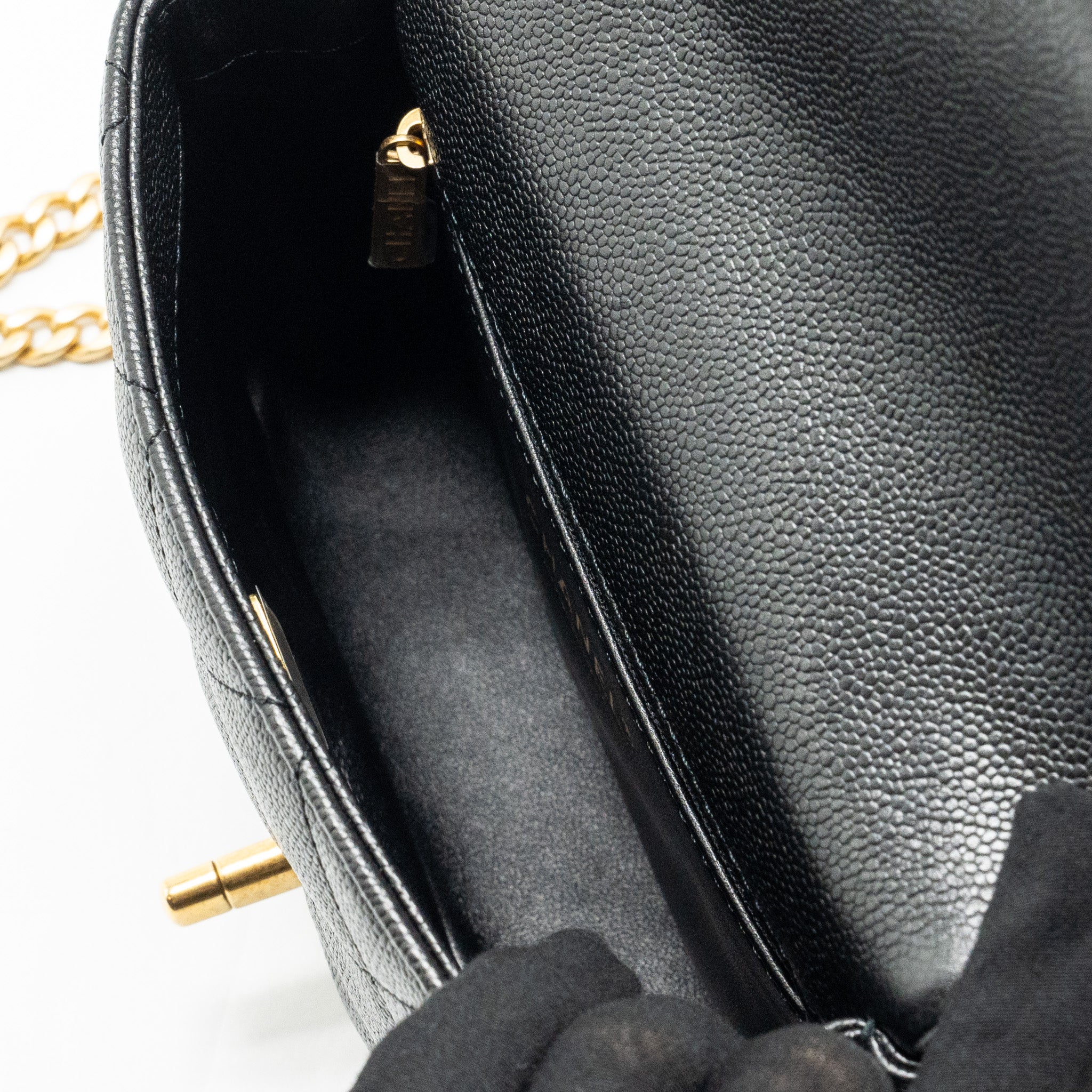CHANEL COCO LOVE FLAP BAG ADJUSTABLE CHAIN CAVIAR BLACK GHW (MICROCHIP)