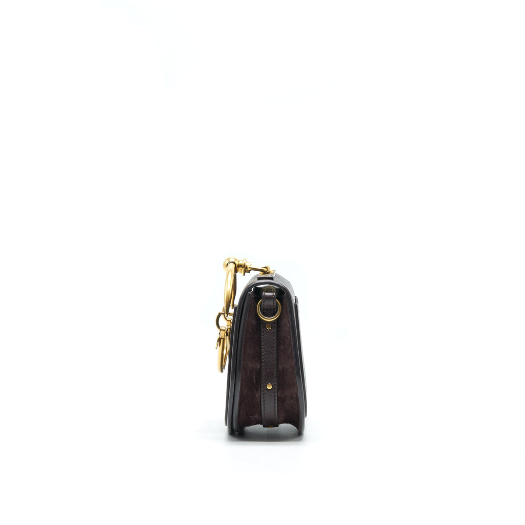 CHLOE SMALL NILE BRACELET LEATHER CROSSBODY BAG DARK BROWN