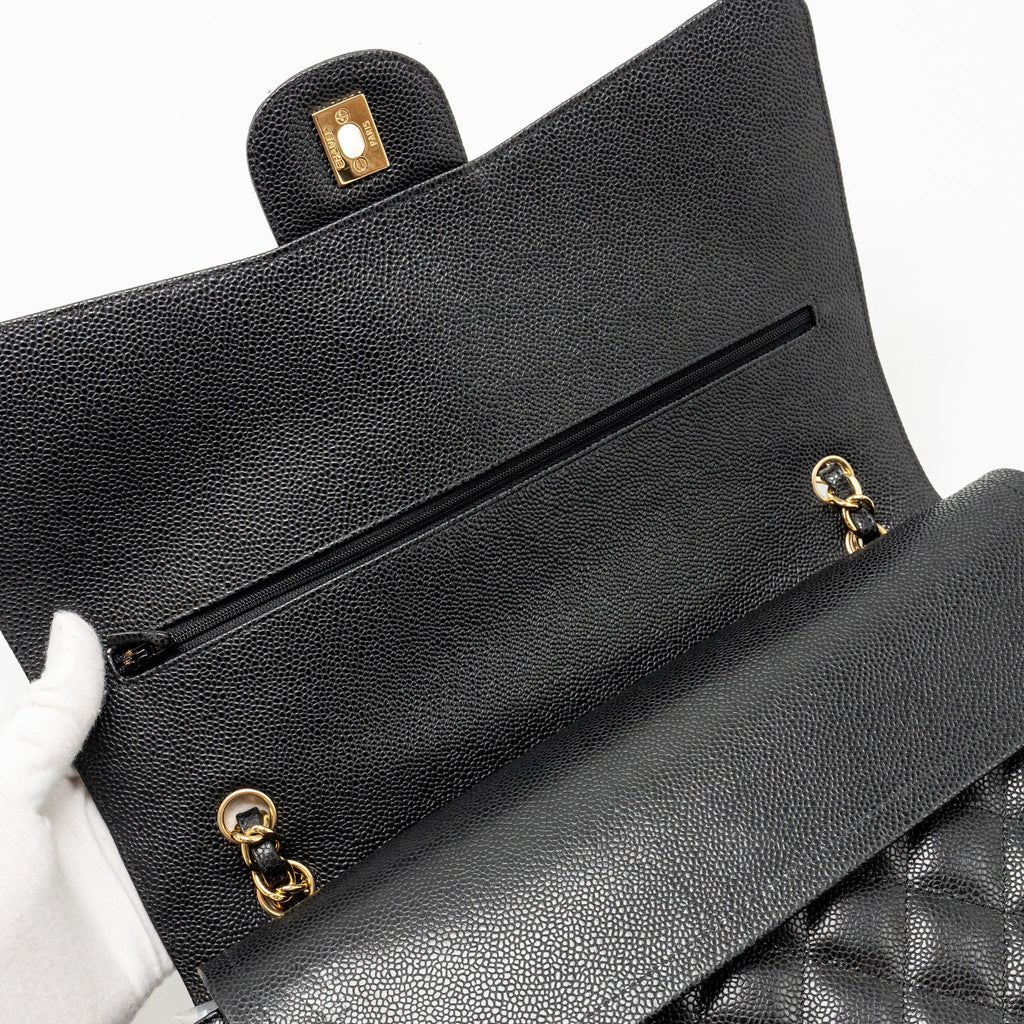 CHANEL MAXI CLASSIC DOUBLE FLAP BAG CAVIAR BLACK GHW