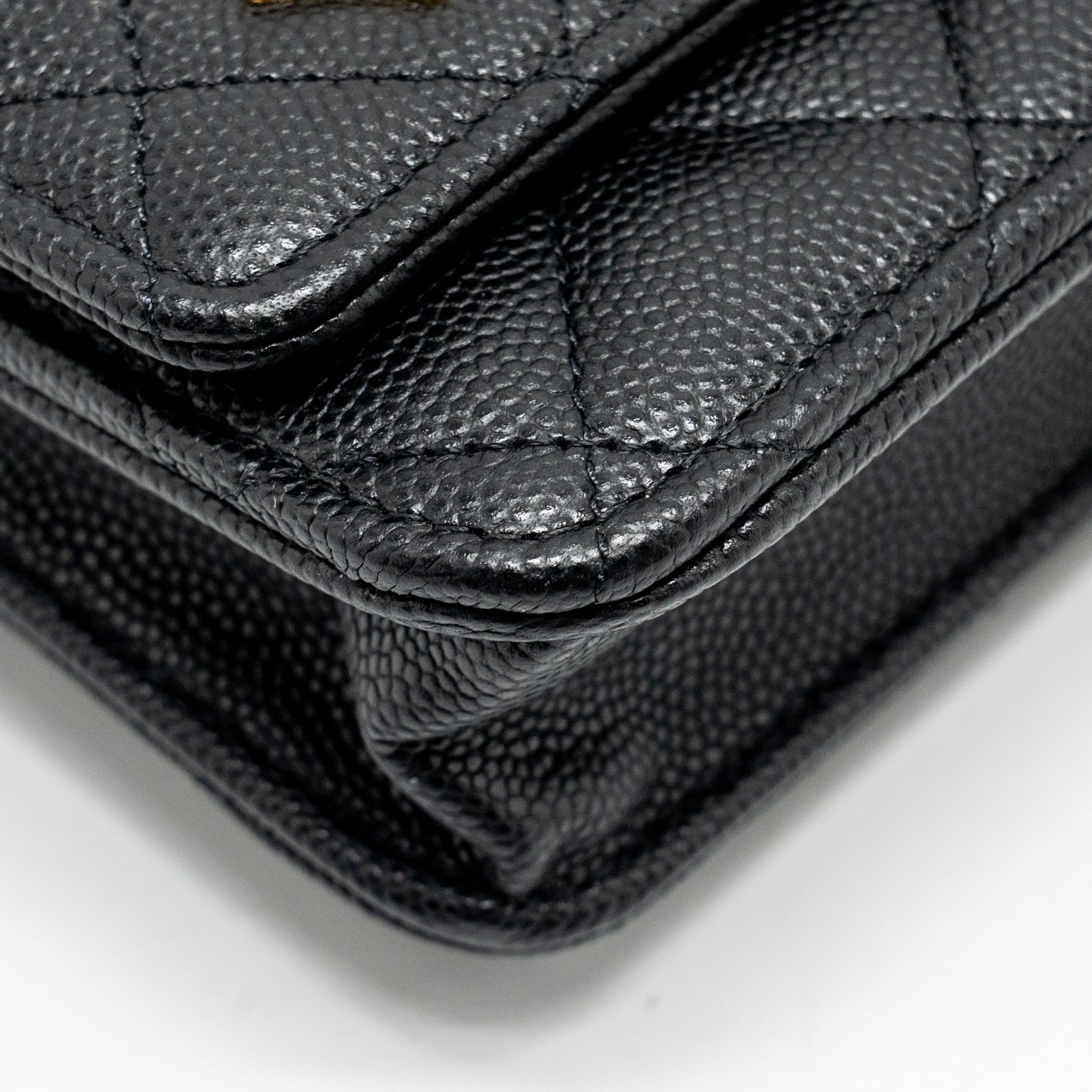 CHANEL COCO CASINO WALLET ON CHAIN CAVIAR BLACK GHW (MICROCHIP)