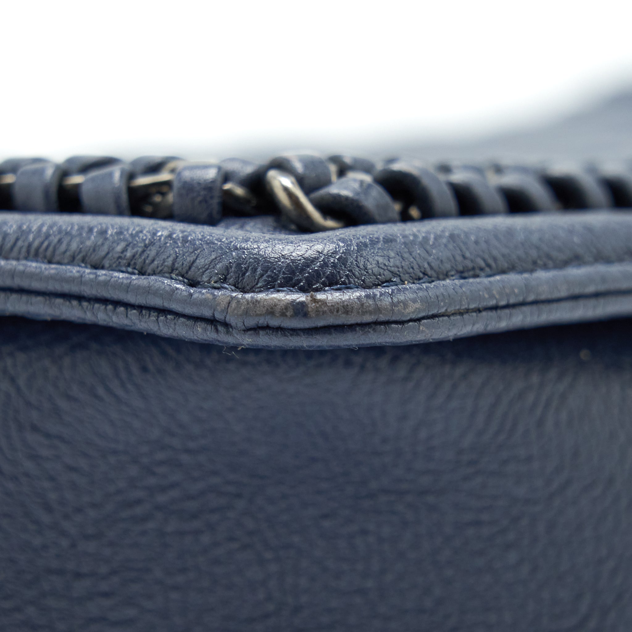 CHANEL BOY BAG WITH TOP HANDLE NAVY RUTHENIUM SLIVER HARDWARE