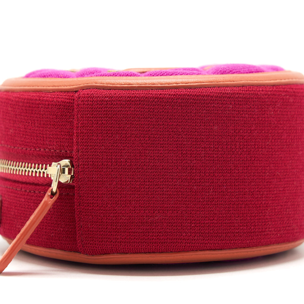 CHANEL MINI ROUND VANITY WITH CHAIN FABRIC MULTI COLOUR GHW