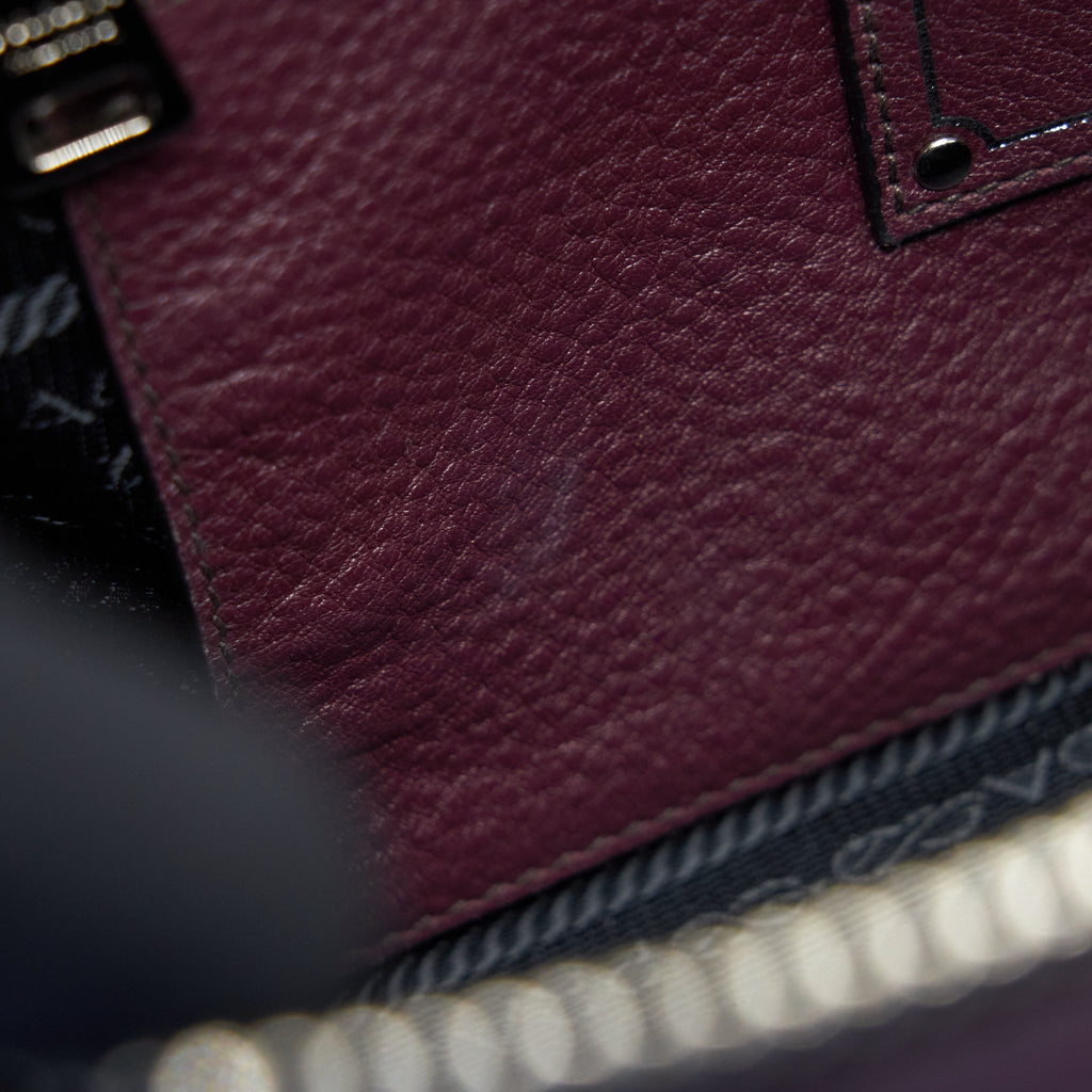 PRADA VITELLO PHENIX BAULETTO TOTE BAG GRAINED CALFSKIN BURGUNDY SHW