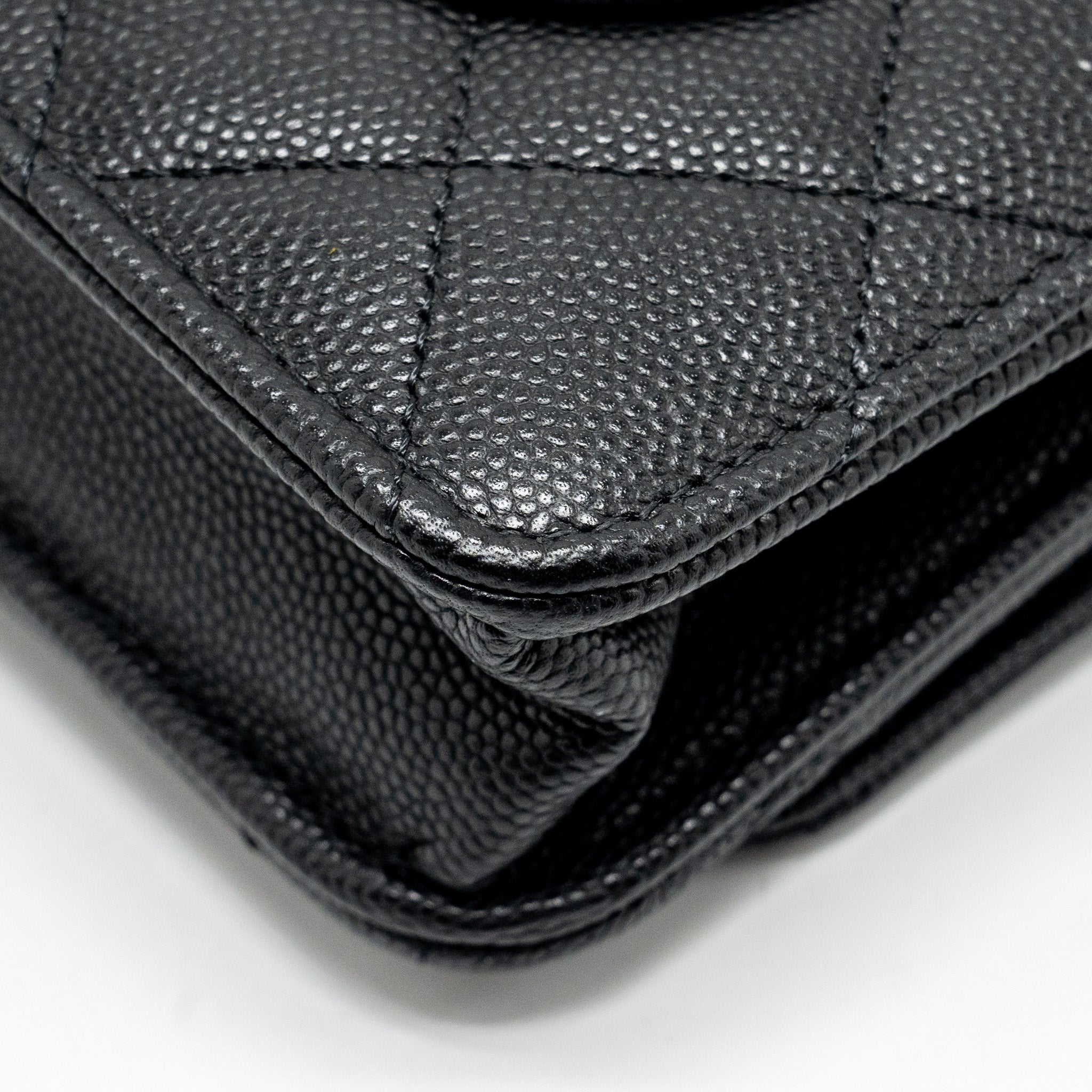 CHANEL COCO CASINO WALLET ON CHAIN CAVIAR BLACK GHW (MICROCHIP)