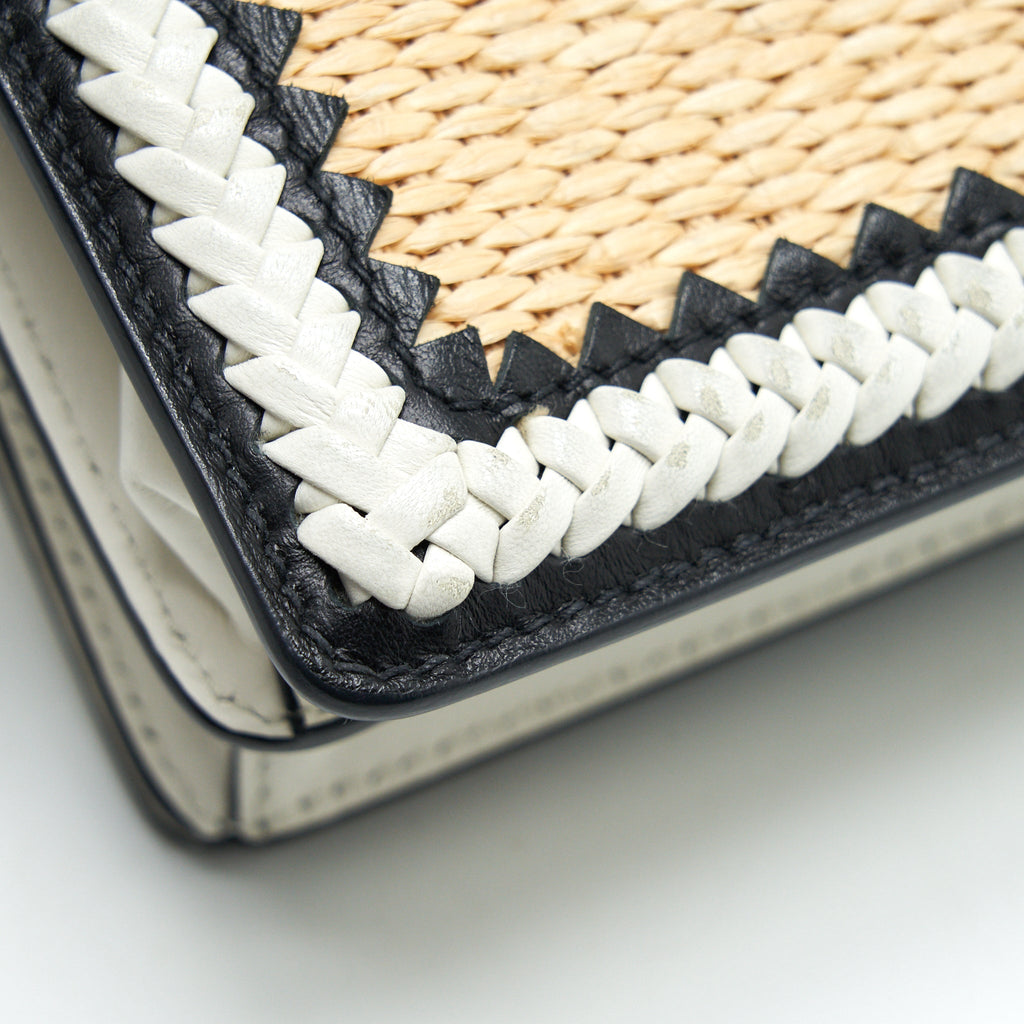 PRADA CITY CALF RAFFIA SAFFIANO CAHIER BAG WHITE