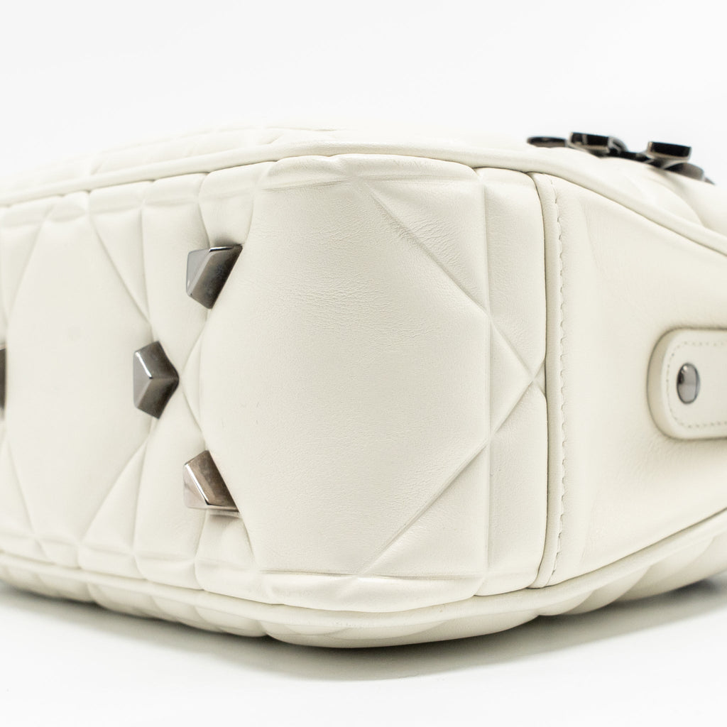 DIOR LADY 95.22 HANDBAG LAMBSKIN WHITE WITH BLACK HARDWARE