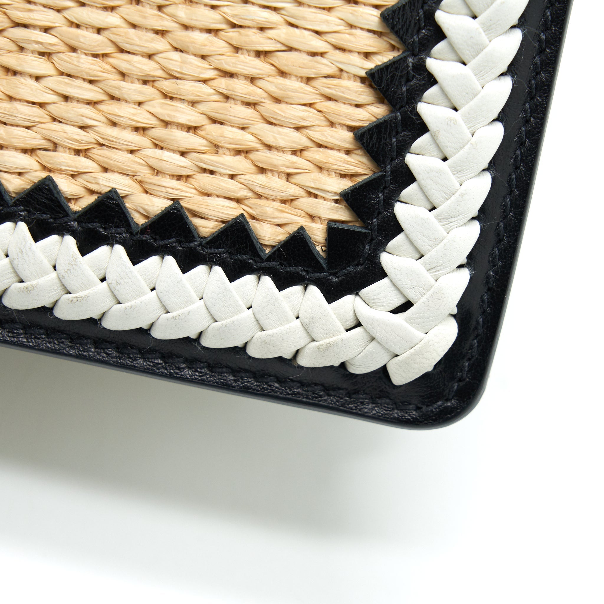 PRADA CITY CALF RAFFIA SAFFIANO CAHIER BAG WHITE
