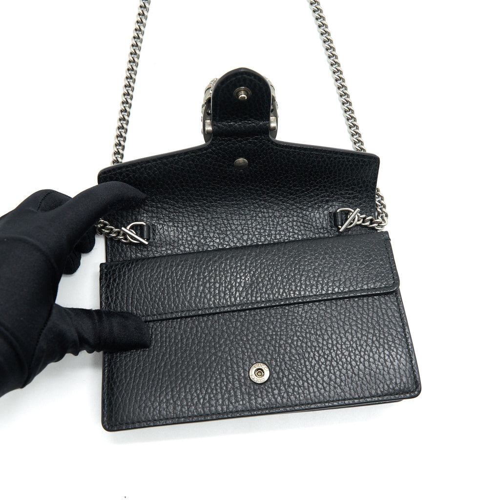GUCCI SUPER MINI DIONYSUS BAG BLACK WITH SHW
