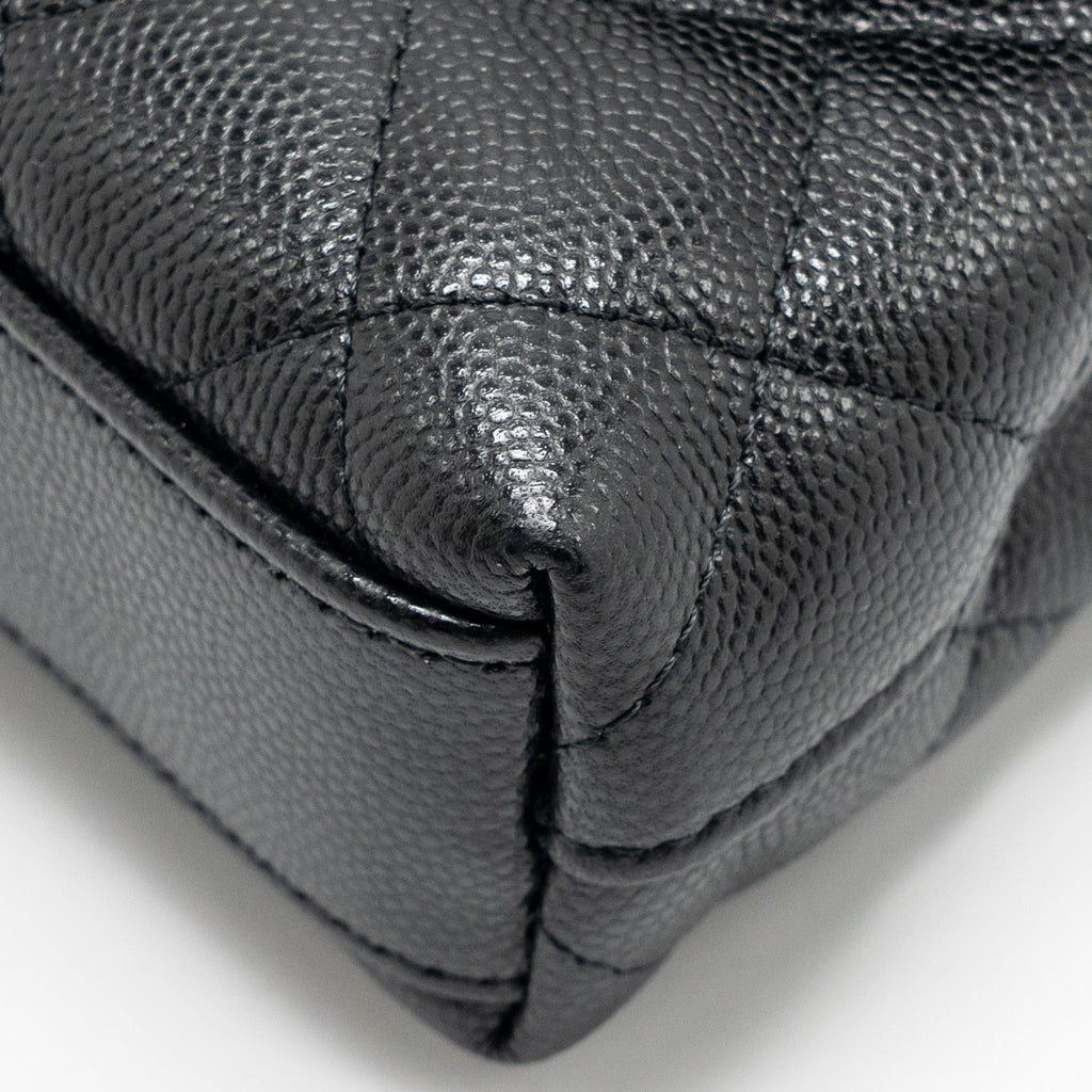 CHANEL COCO HANDLE MINI CLUTCH WITH CHAIN CAVIAR BLACK LGHW (MICROCHIP)