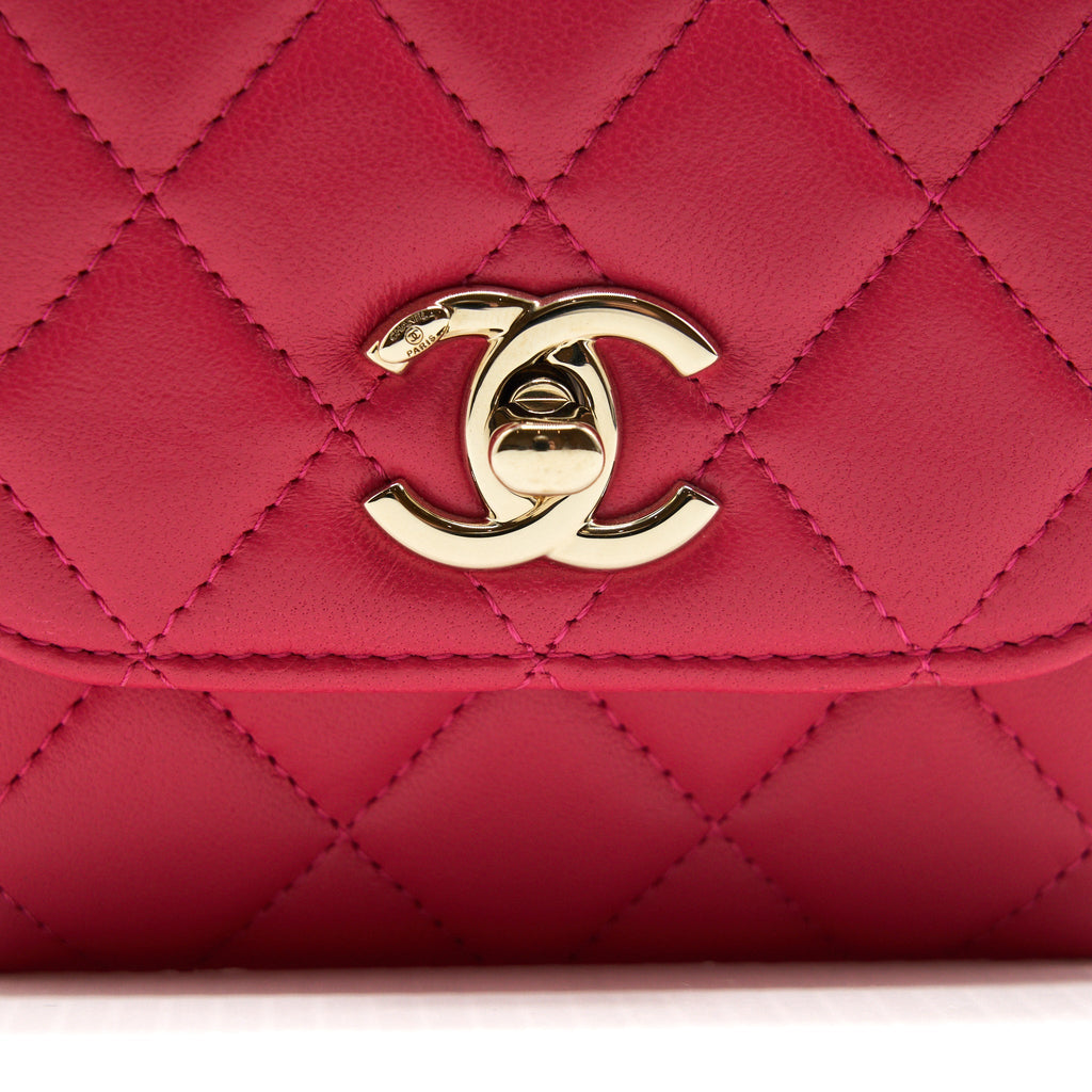 CHANEL MINI TRENDY CC CHAIN WALLET LAMBSKIN HOT PINK LGHW