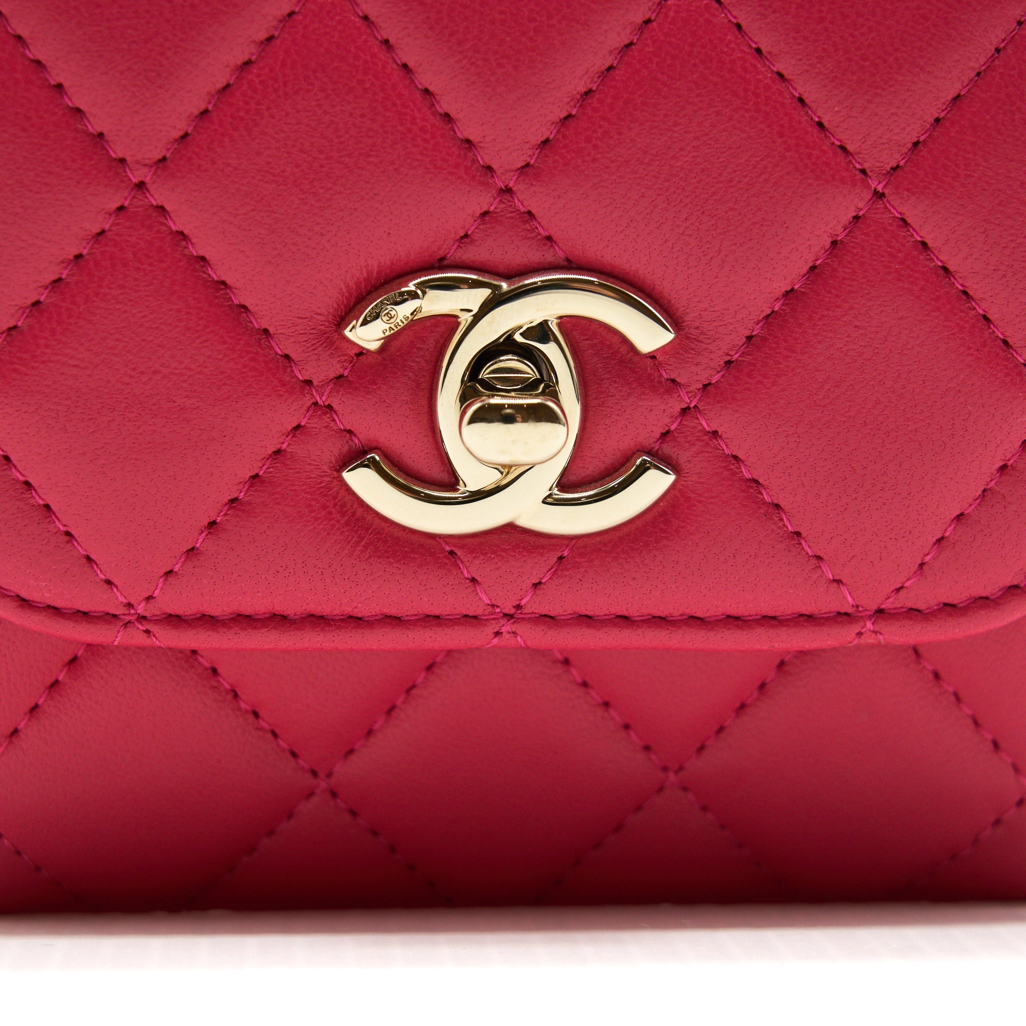 CHANEL MINI TRENDY CC CHAIN WALLET LAMBSKIN HOT PINK LGHW
