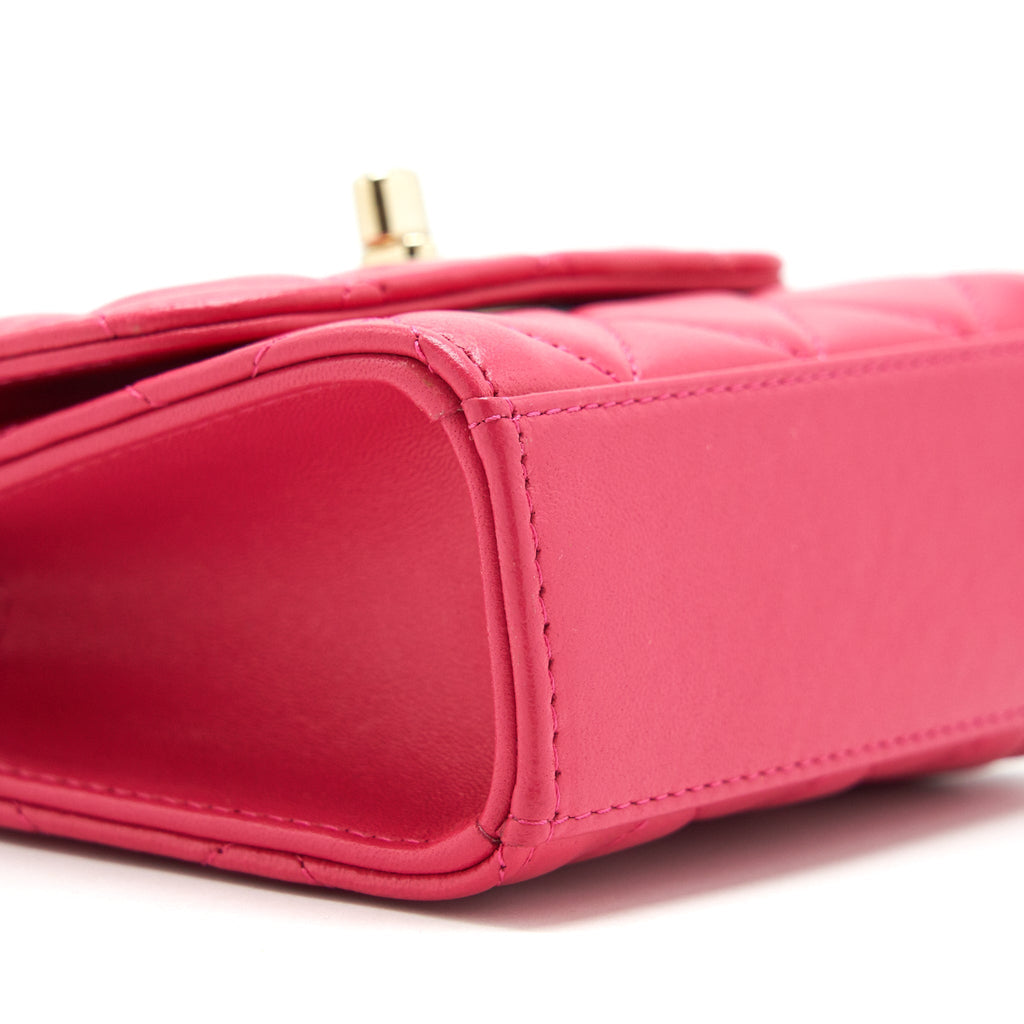 CHANEL MINI TRENDY CC CHAIN WALLET LAMBSKIN HOT PINK LGHW