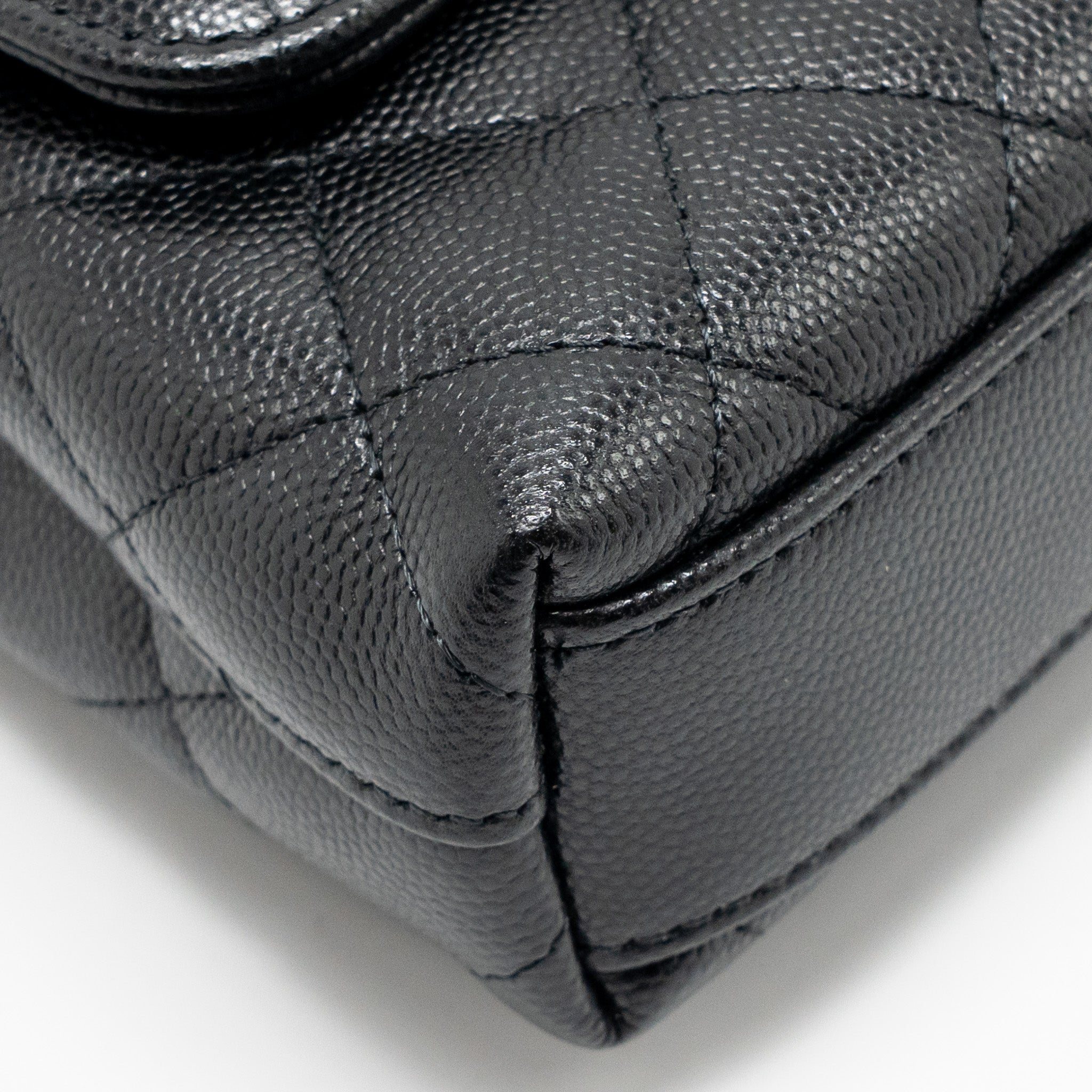 CHANEL COCO HANDLE MINI CLUTCH WITH CHAIN CAVIAR BLACK LGHW (MICROCHIP)